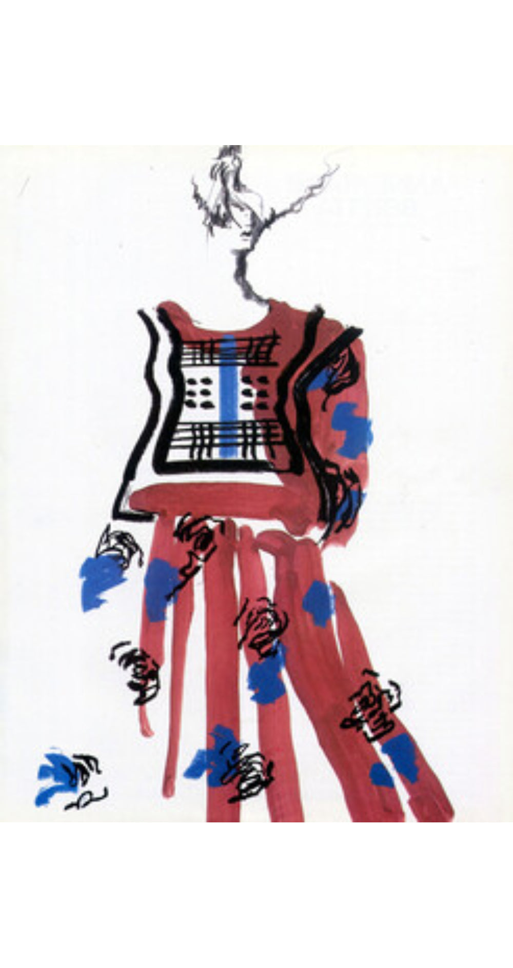 1983 F/W Ad Campaign Floral Plum Cotton Bib Dress