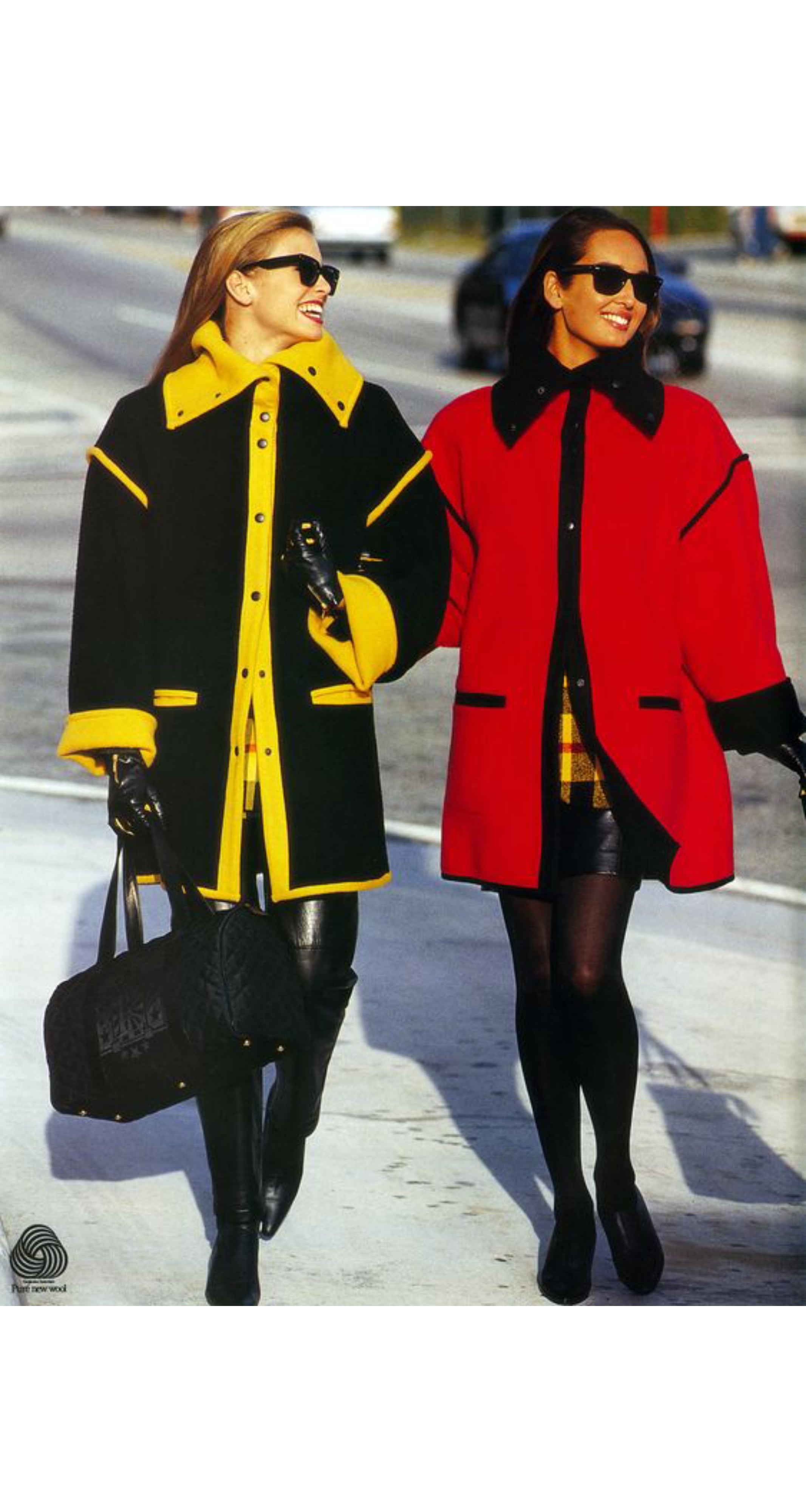 1992-93 F/W Ad Campaign Black & Yellow Wool Reversible Coat