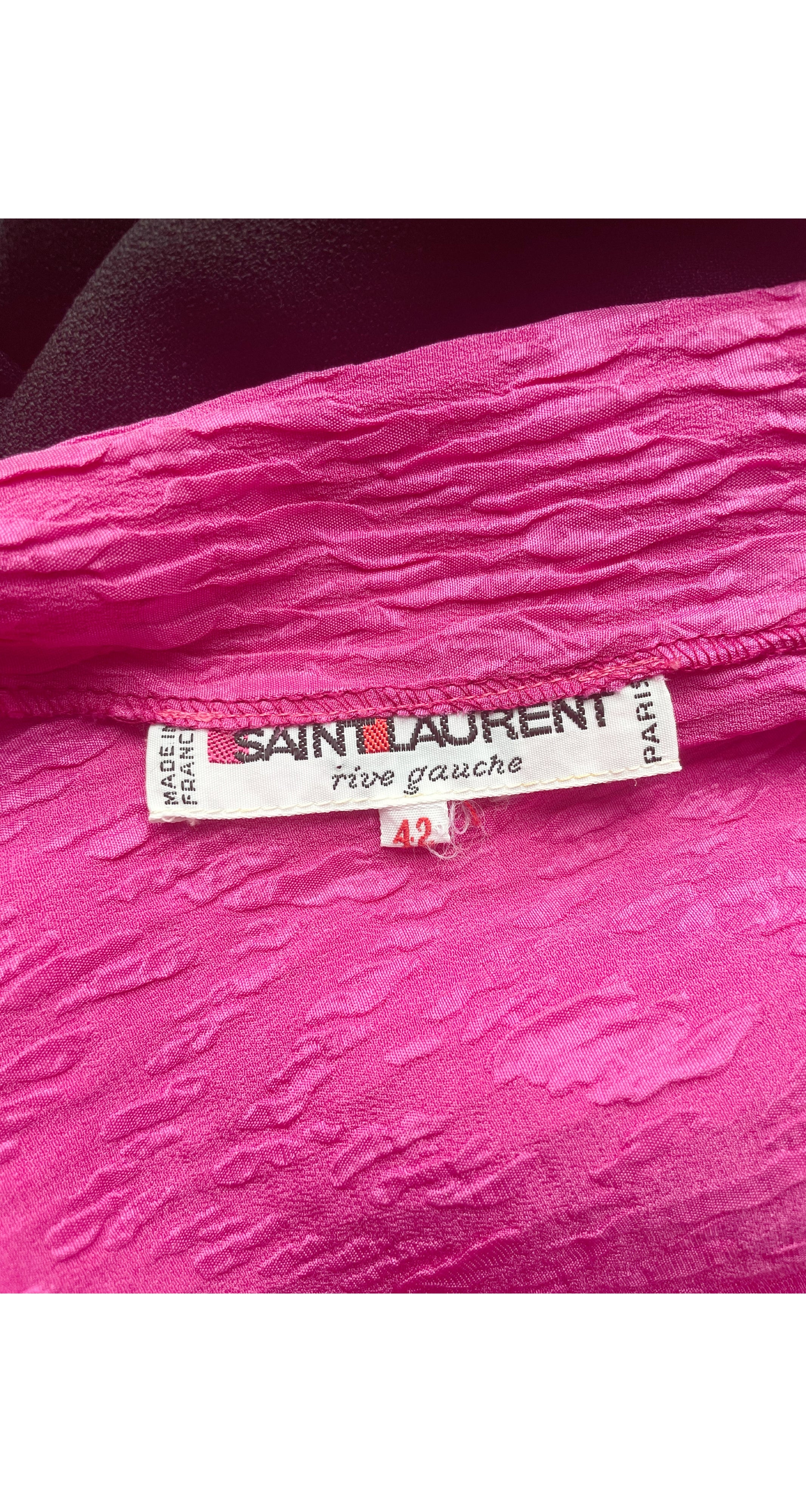 1985 S/S Color-Block Silk One-Shoulder Evening Gown