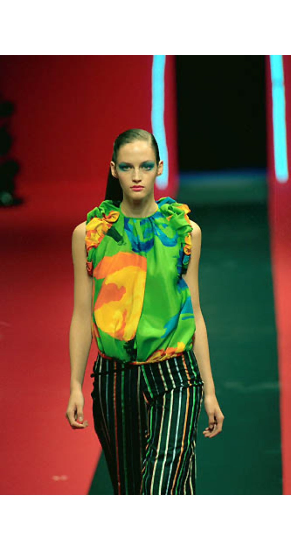 2000 S/S Mix Print Silk Taffeta Evening Gown Set