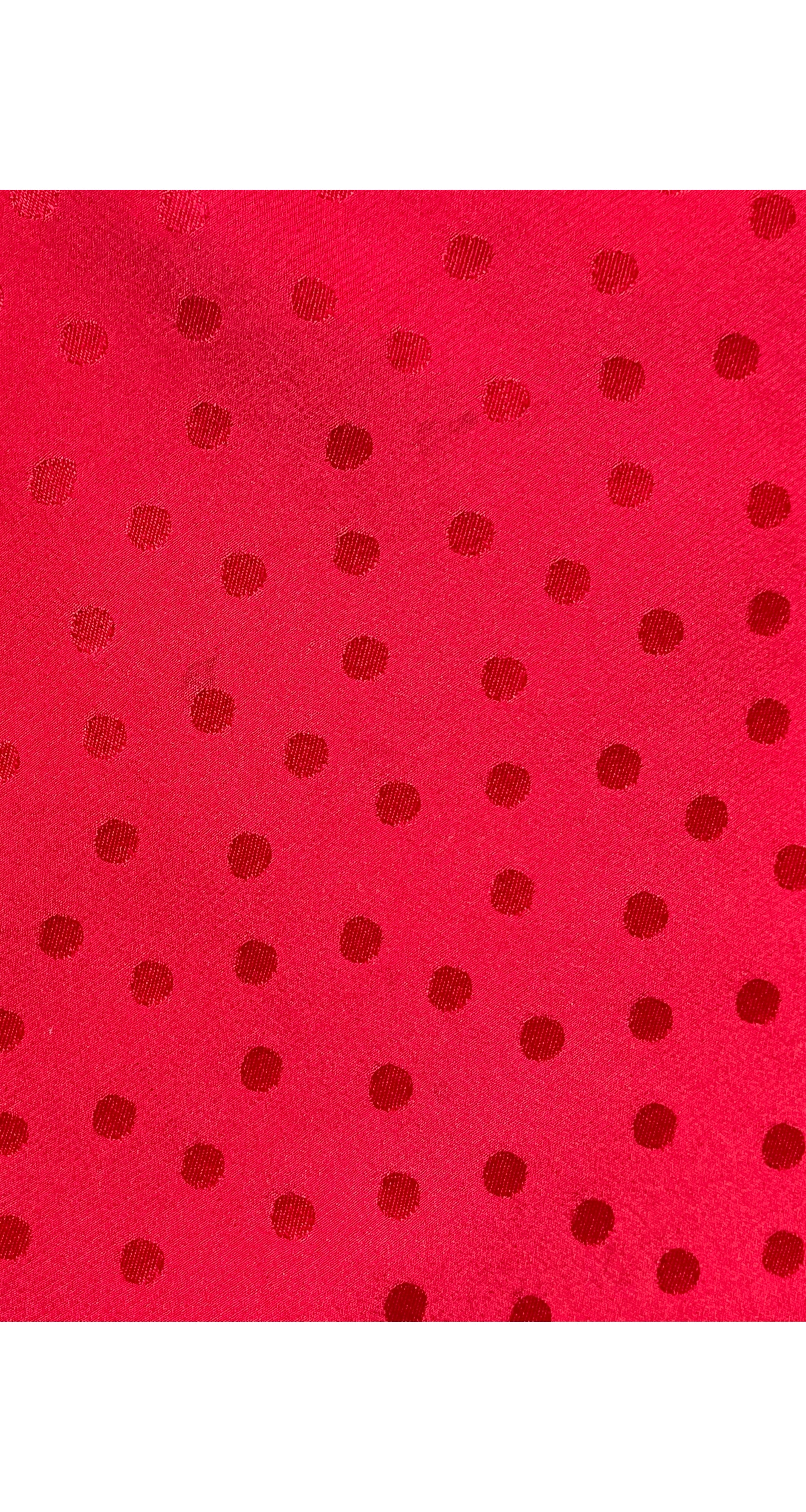1980s Red Polka Dot Jacquard Silk Blouse