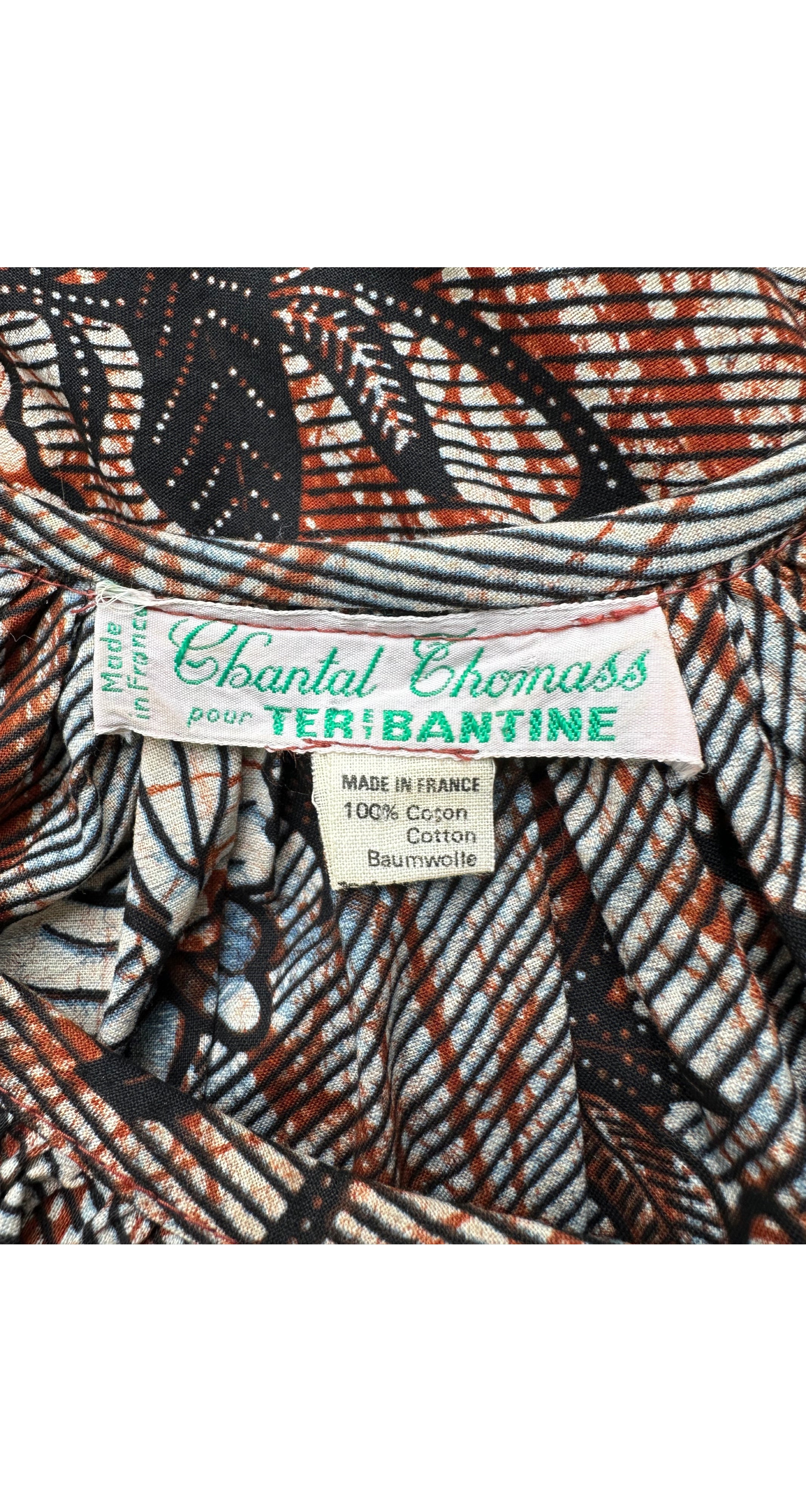 1977 S/S Batik Print Cotton One-Shoulder Maxi Dress