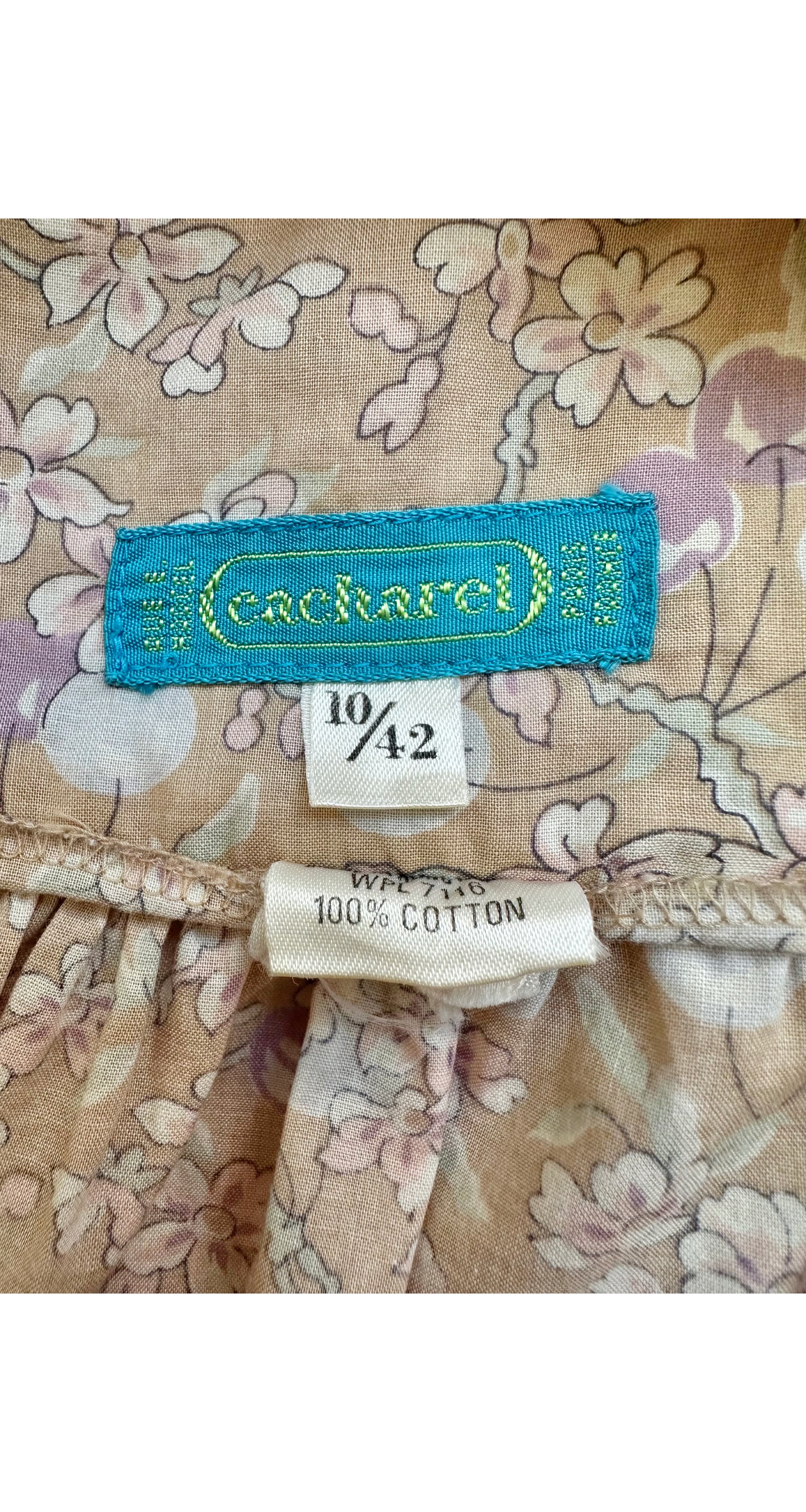 1970s Liberty Cherry Print Crossback Cotton Midi Dress