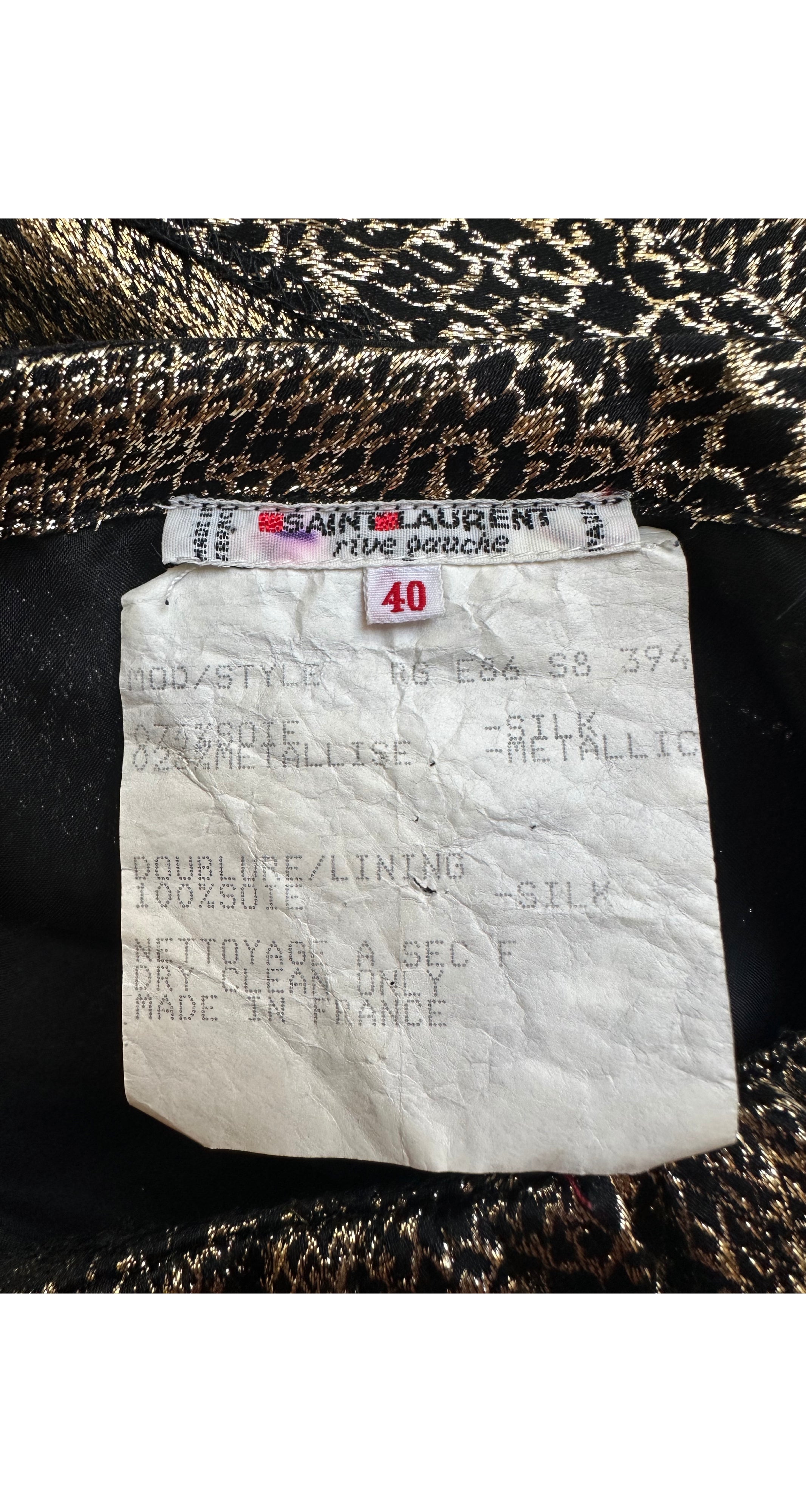 1986-87 F/W Gold Metallic Snake Print One-Shoulder Top