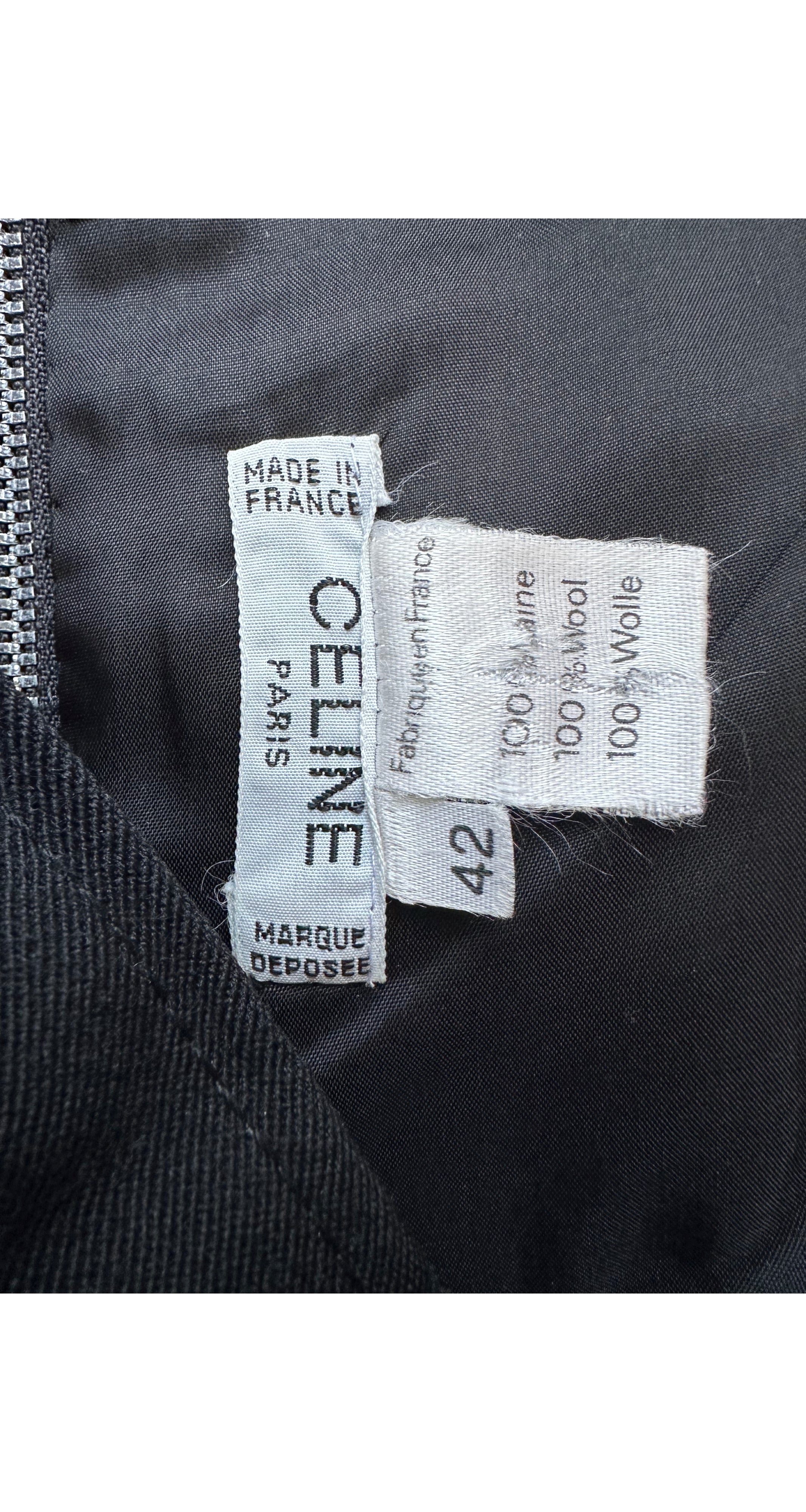 1980s Chainlink Black Wool Gabardine Pleated Skirt