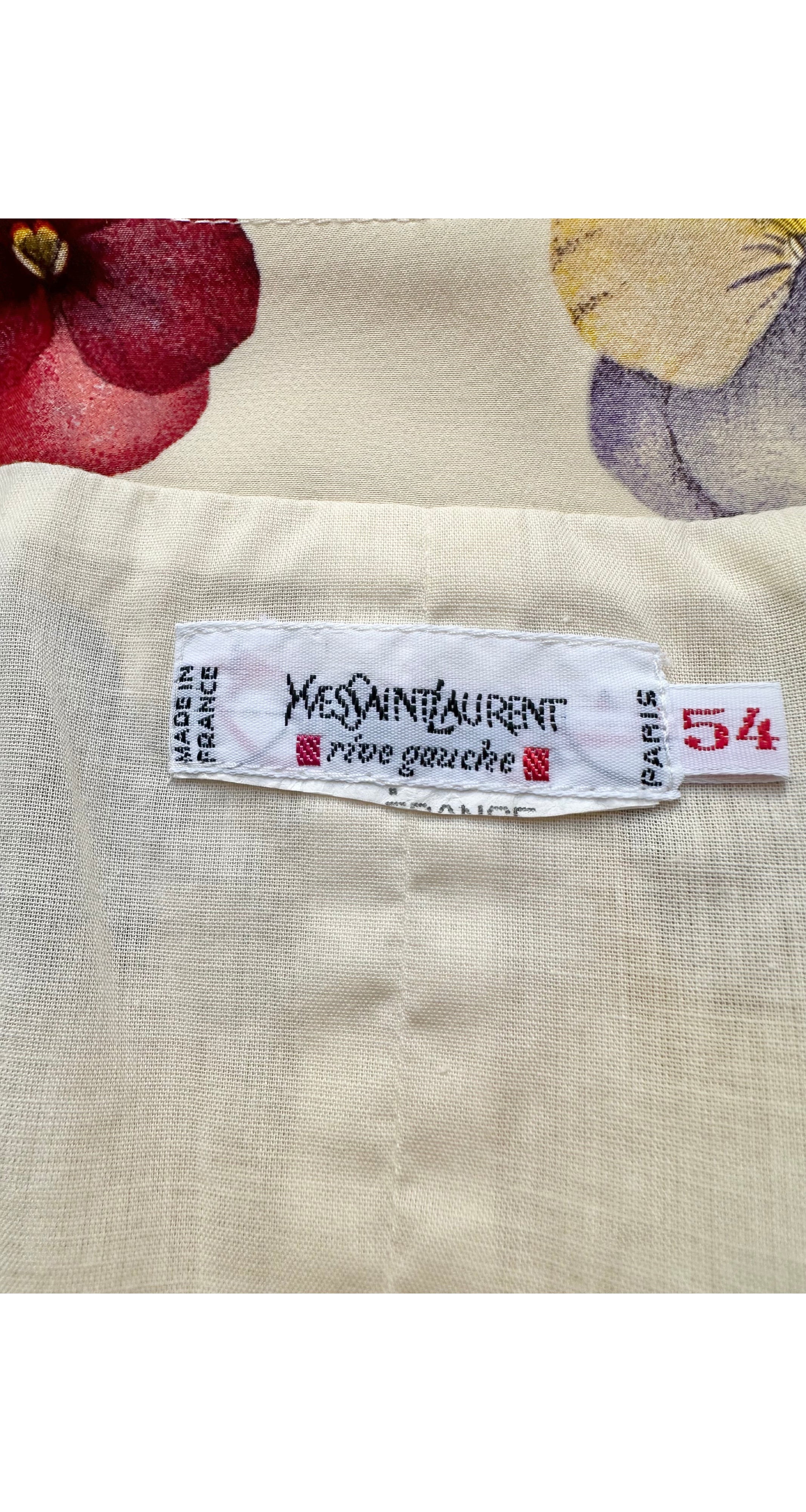 1990s Men's Pansy Print Ivory Silk Waistcoat