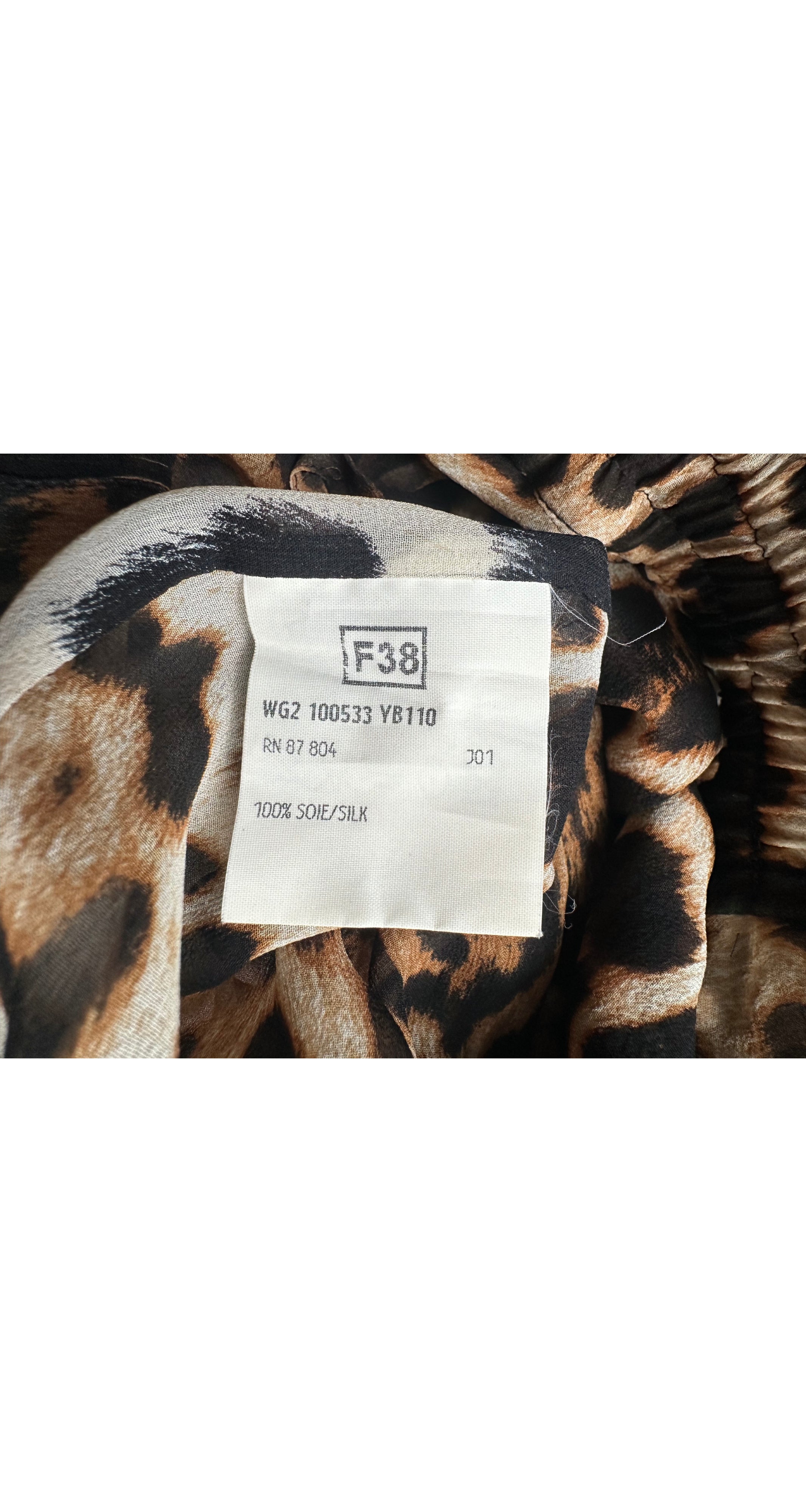 2002 S/S NWT Leopard Print Silk Chiffon Knee-Length Skirt