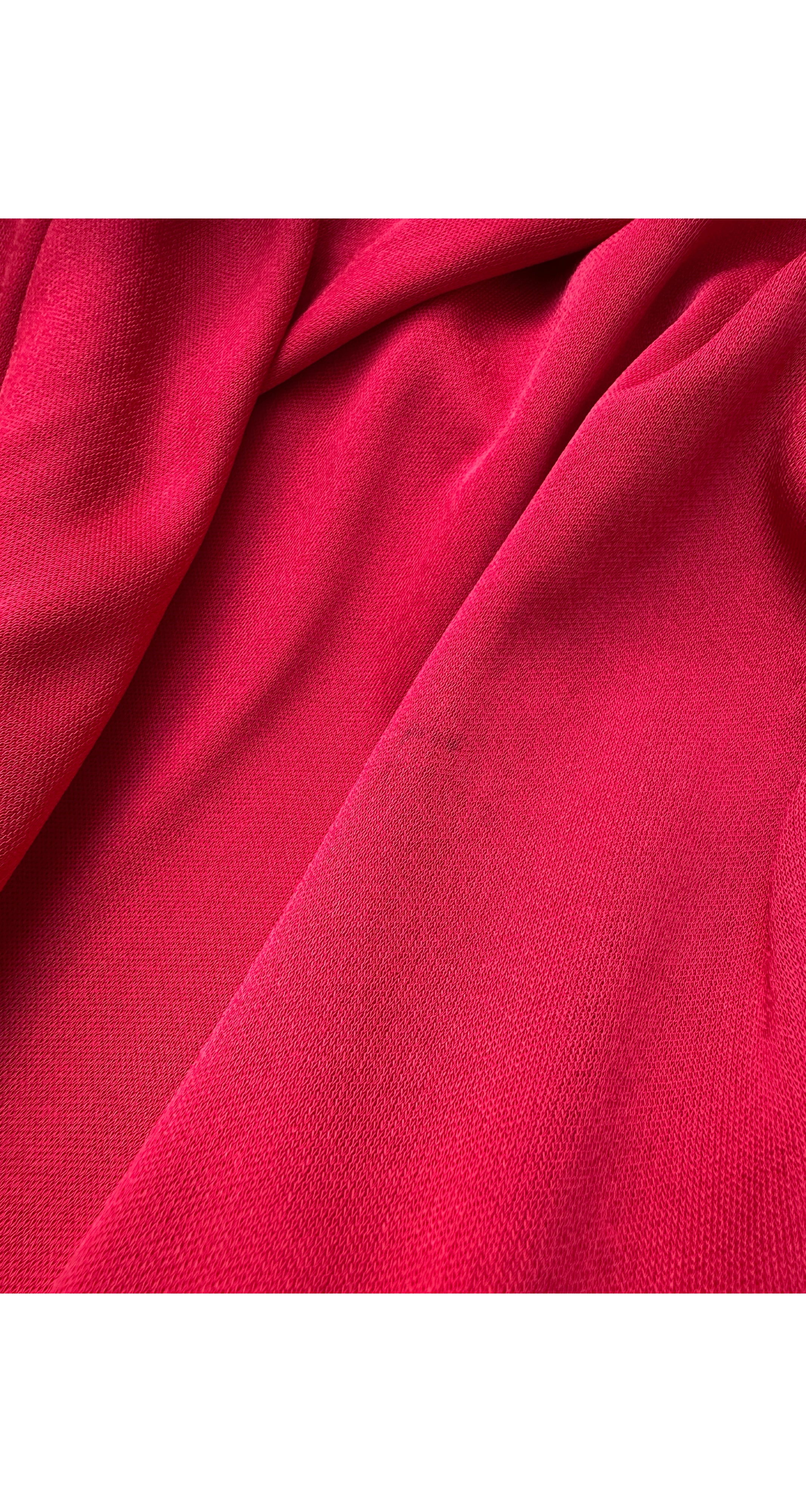 1977-78 F/W Macrame Collar Red Jersey Bishop Sleeve Gown
