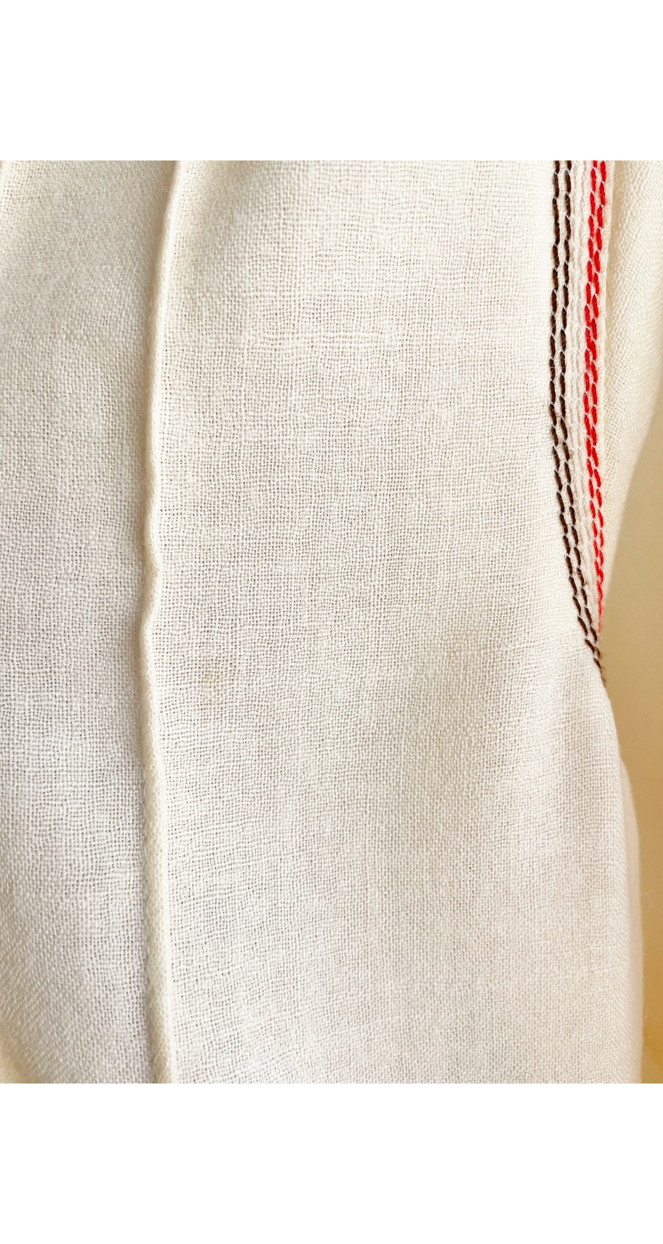 1976-77 F/W Contrast Stitch Cream Wool Collared Dress