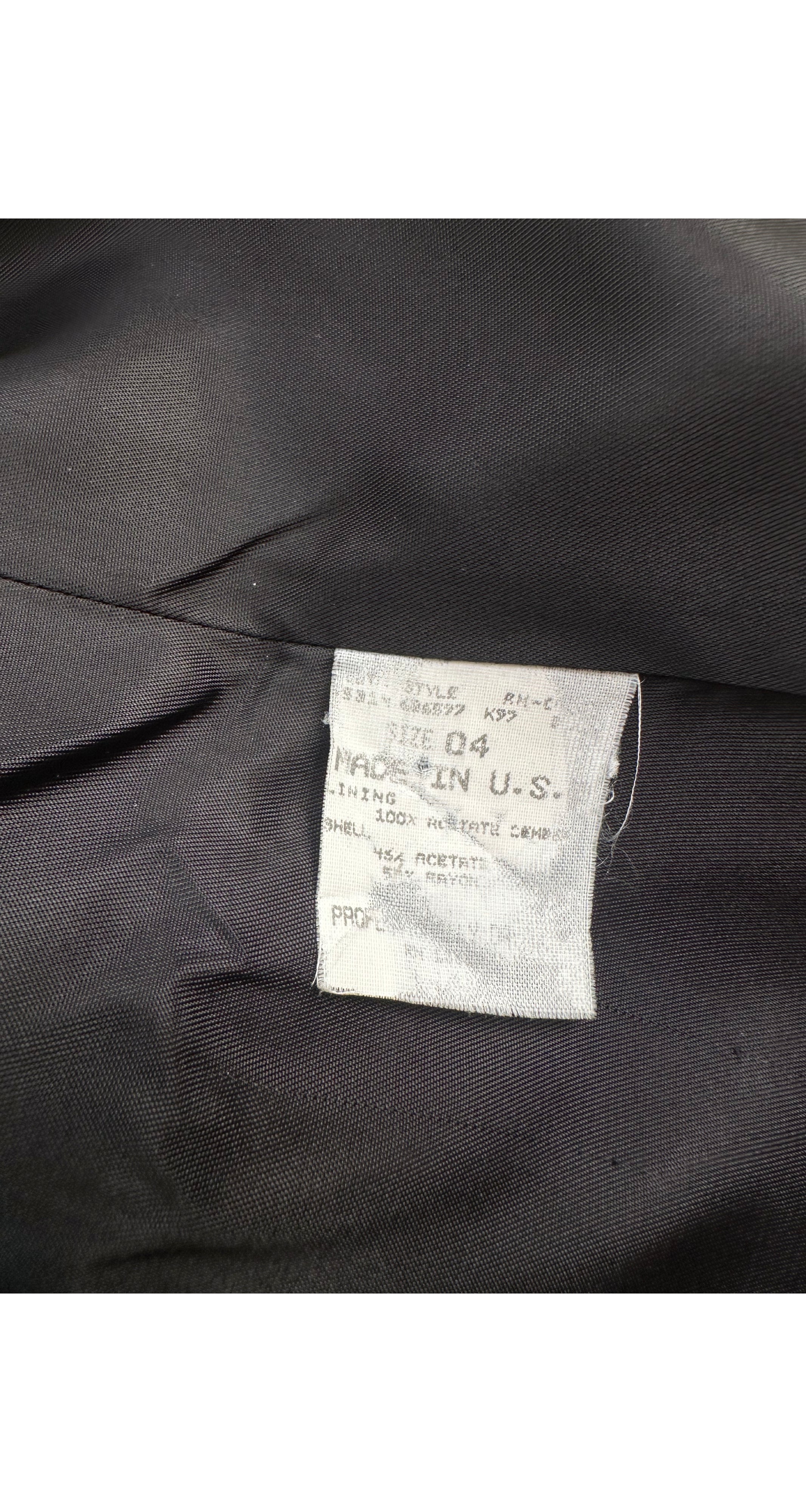 1995 F/W Black Rayon Satin Layered Lapel Pant Suit