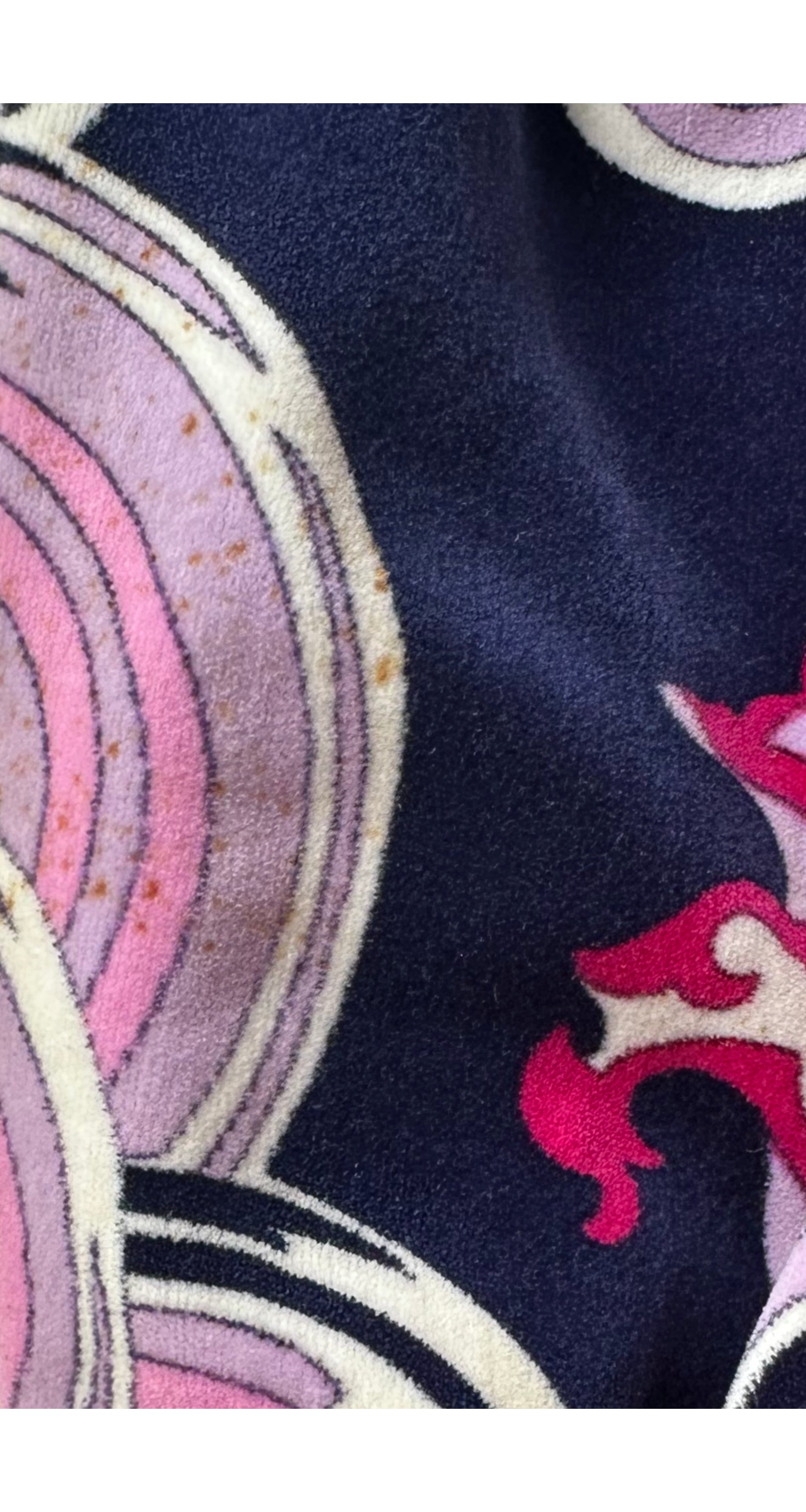 1960s Phoenix Print Pink & Navy Cotton Velvet Breeches