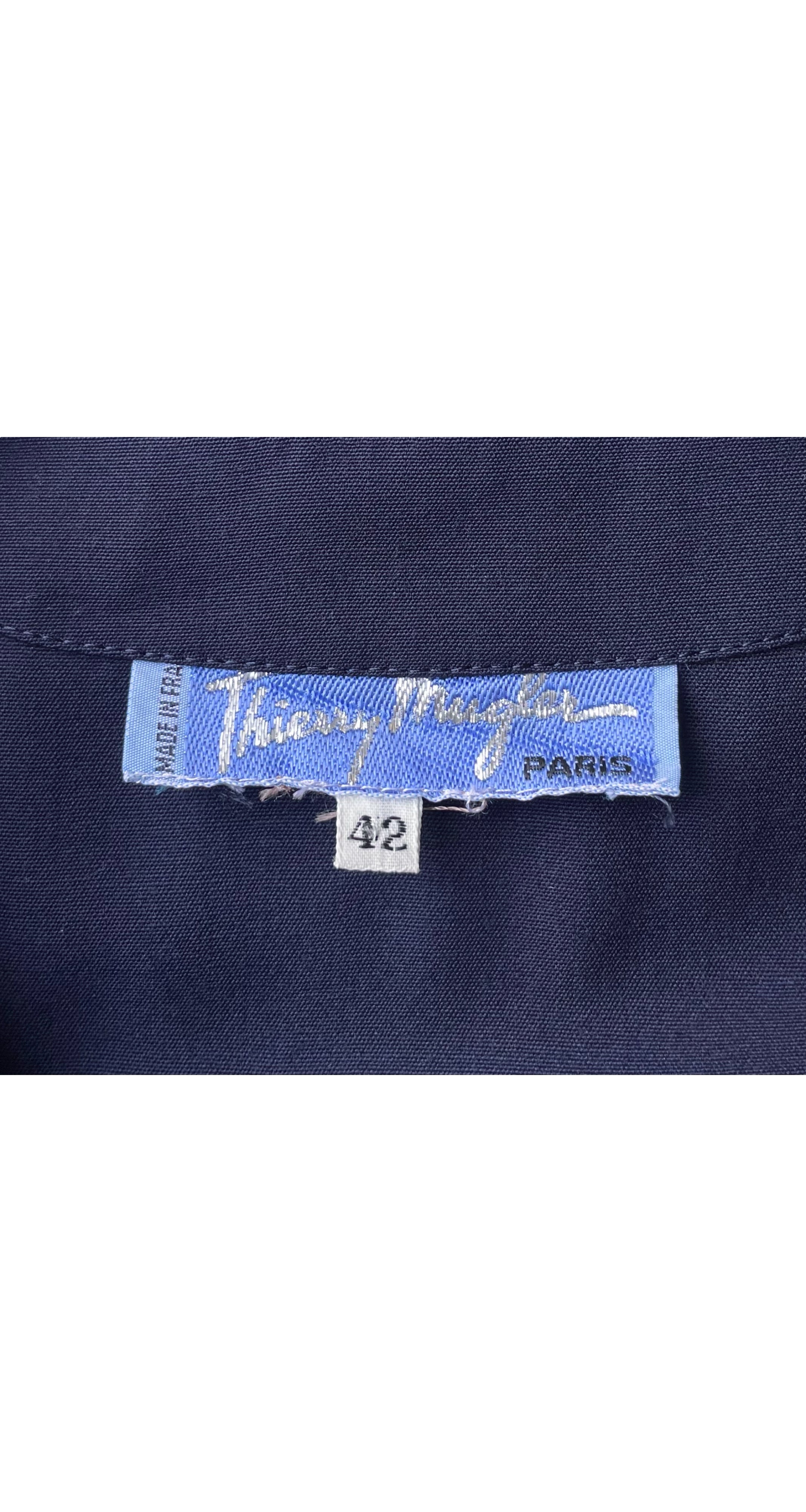 1984-1985 F/W Contrast Stitch Navy Wool Wrap Dress