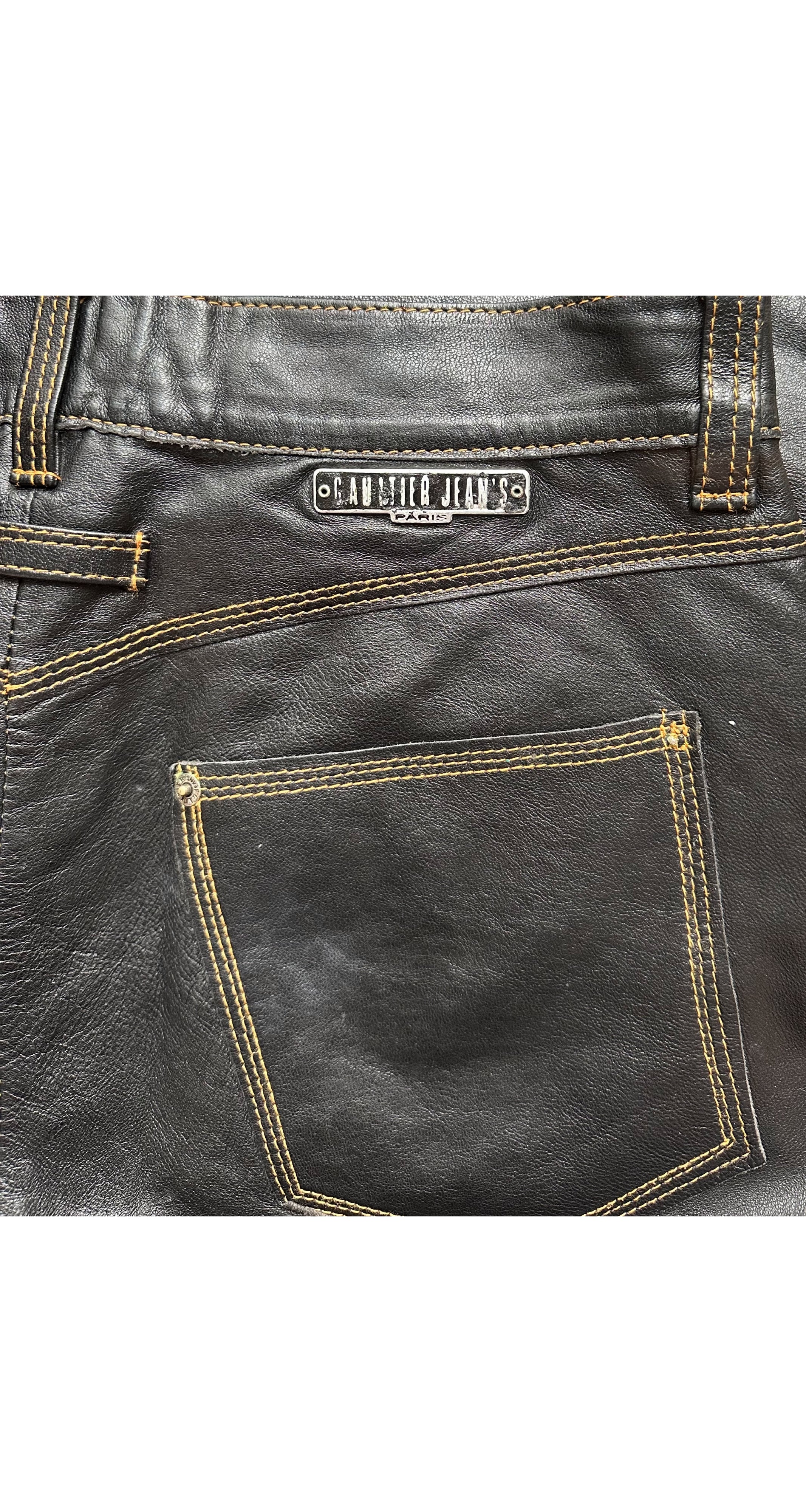 1990s Men's Black Leather Sheepskin Jacket & Pant Set