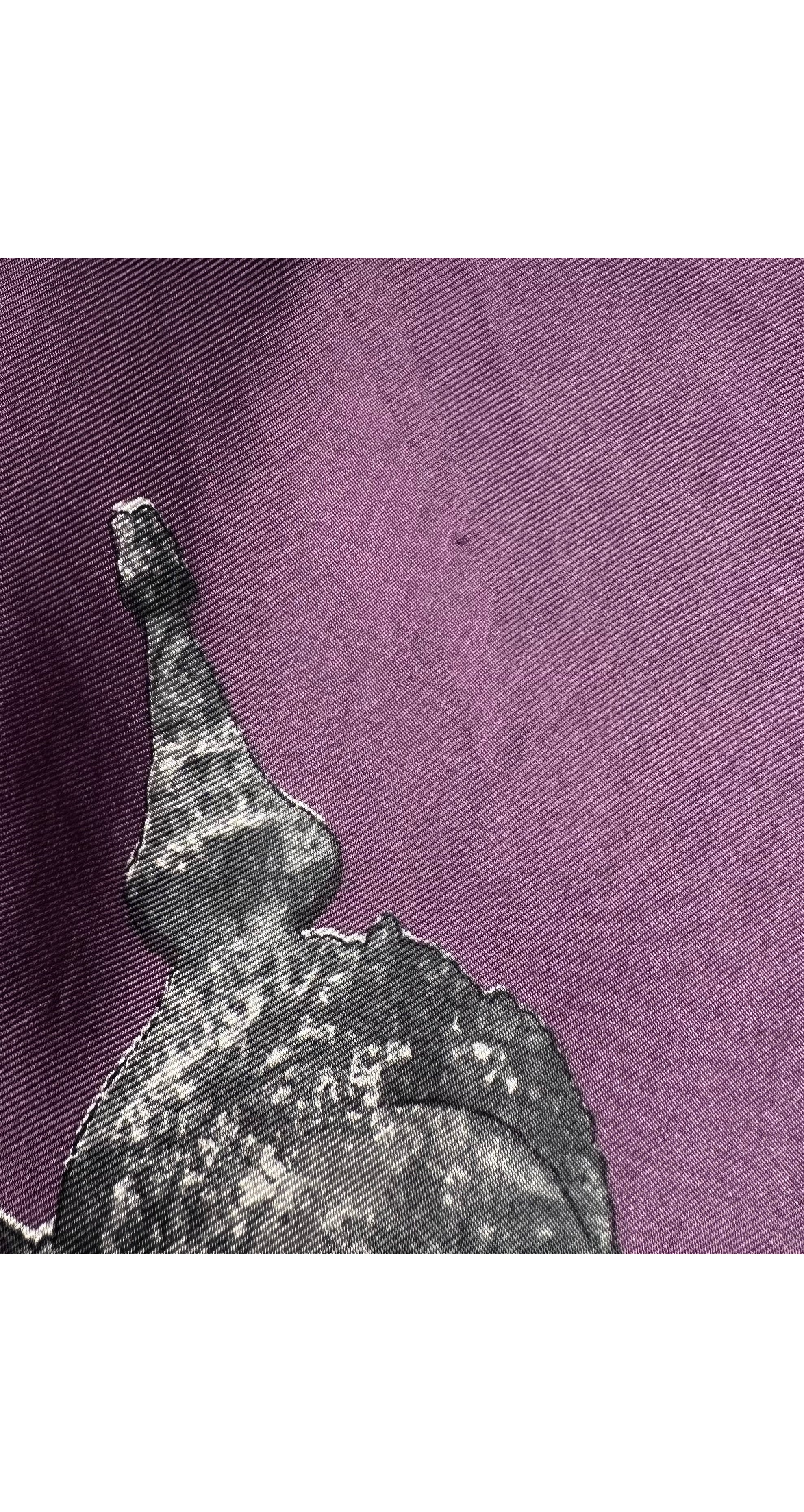 1950s Deity Print Olive & Aubergine Silk Twill Scarf
