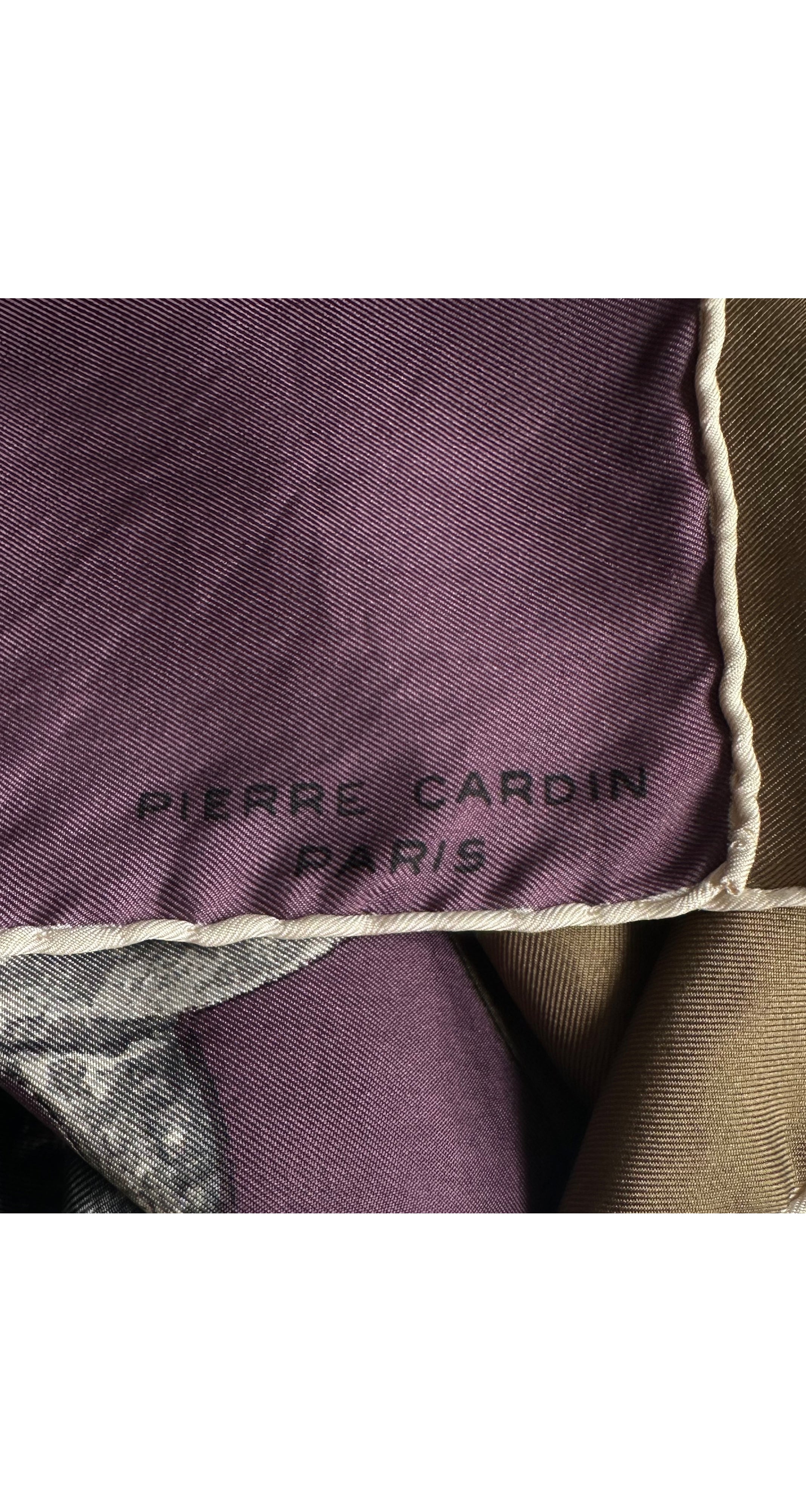 1950s Deity Print Olive & Aubergine Silk Twill Scarf