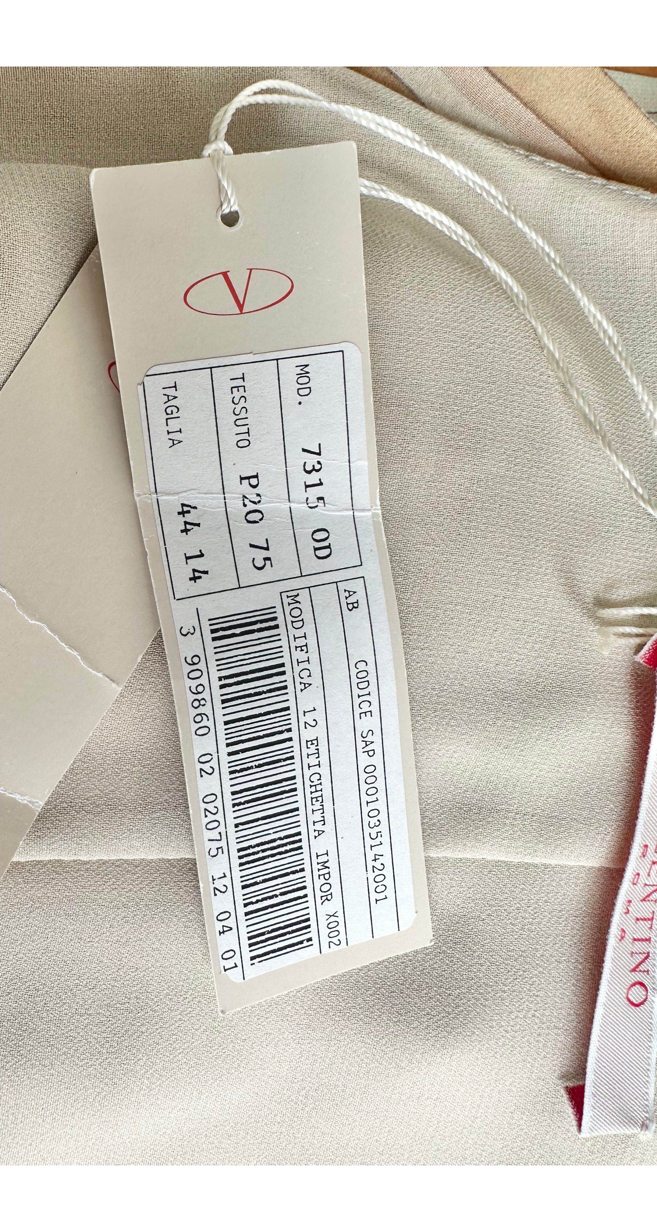 2001 S/S NWT Striped Silk Chiffon Tie-Neck Dress