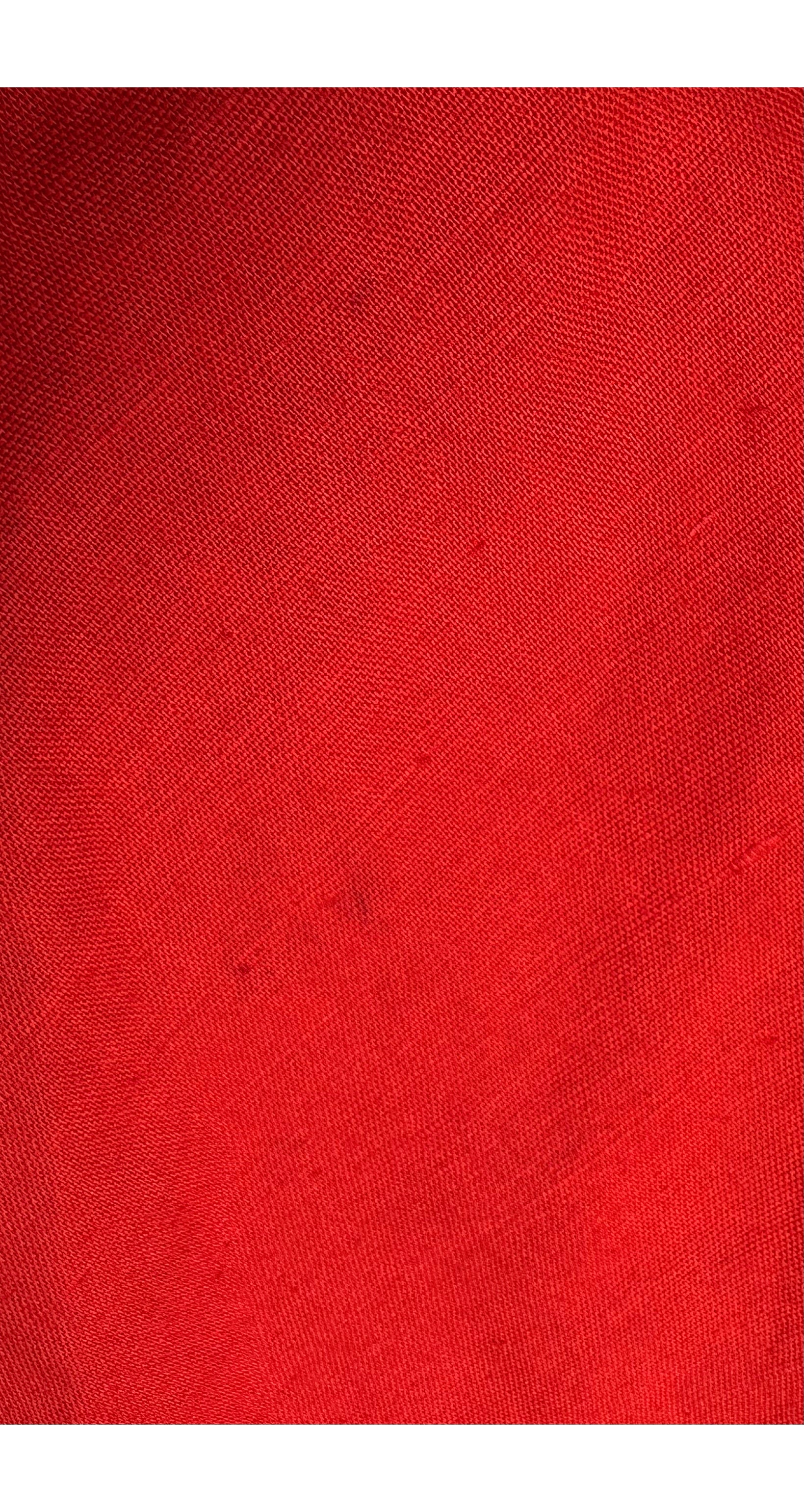 1988 S/S Red Linen Petal Hem High-Waisted Skirt