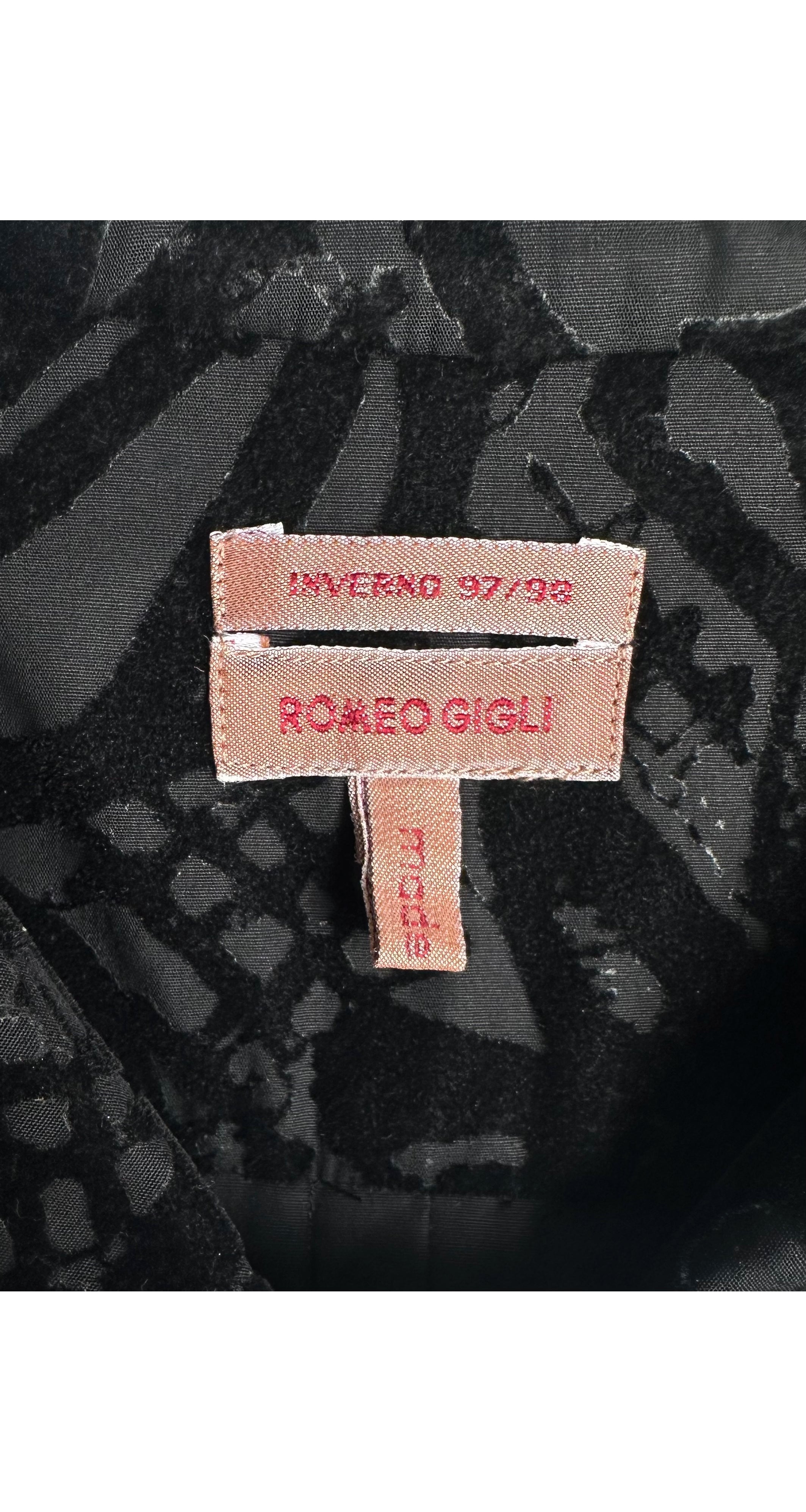 1997-98 F/W Black Fruit Print Flocked Velvet Cotton Blouse