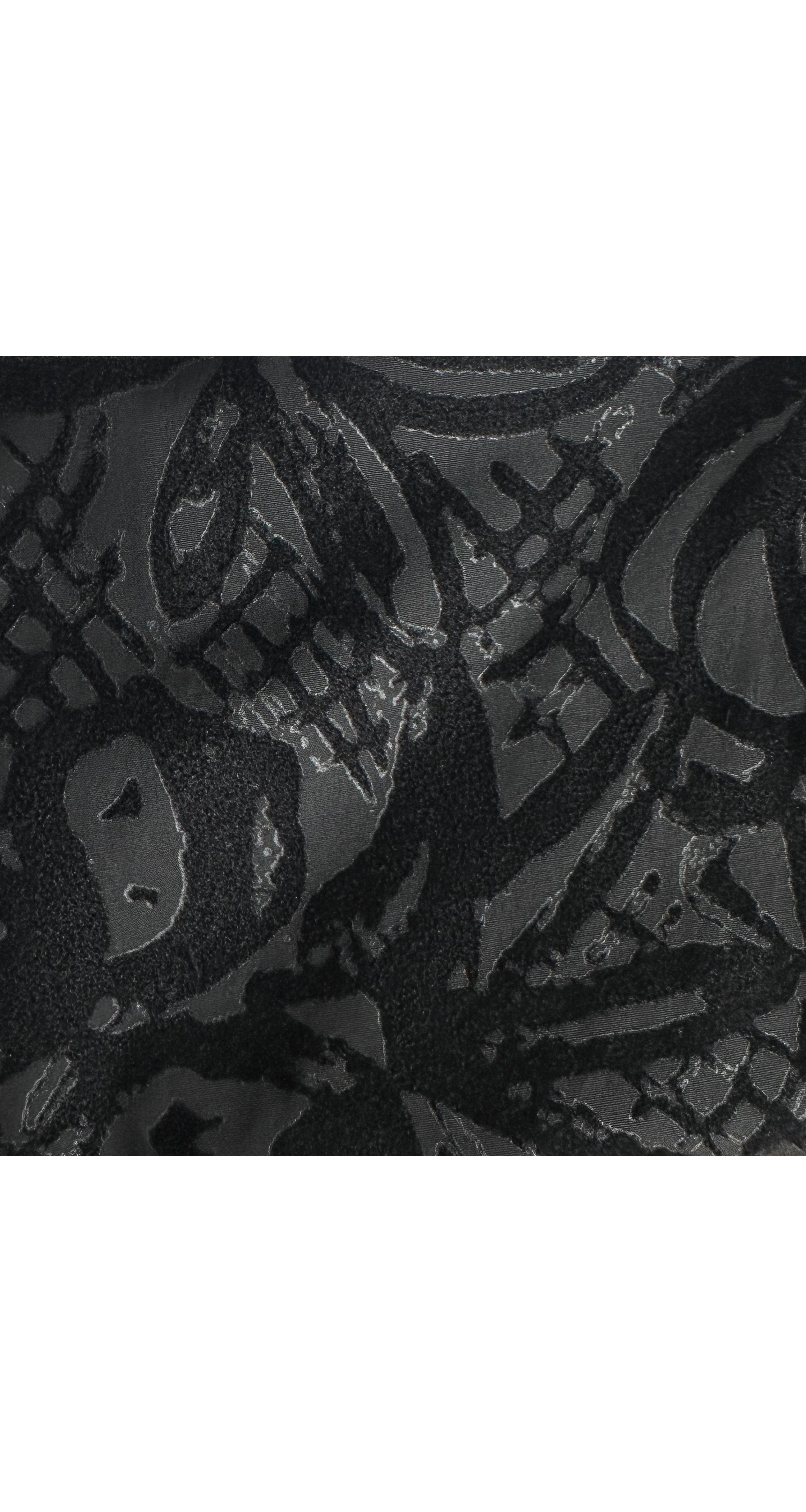 1997-98 F/W Black Fruit Print Flocked Velvet Cotton Blouse