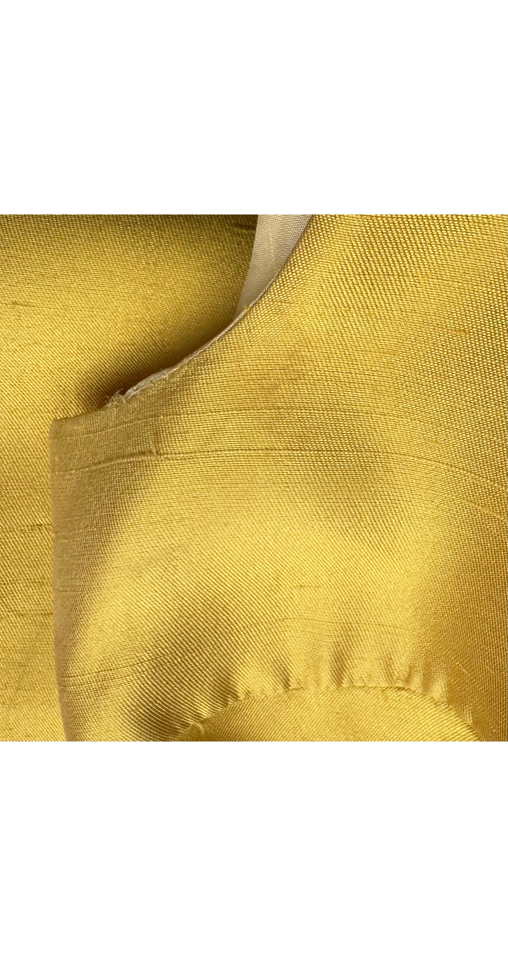 1960s Beaded Yellow Raw Silk Evening Gown