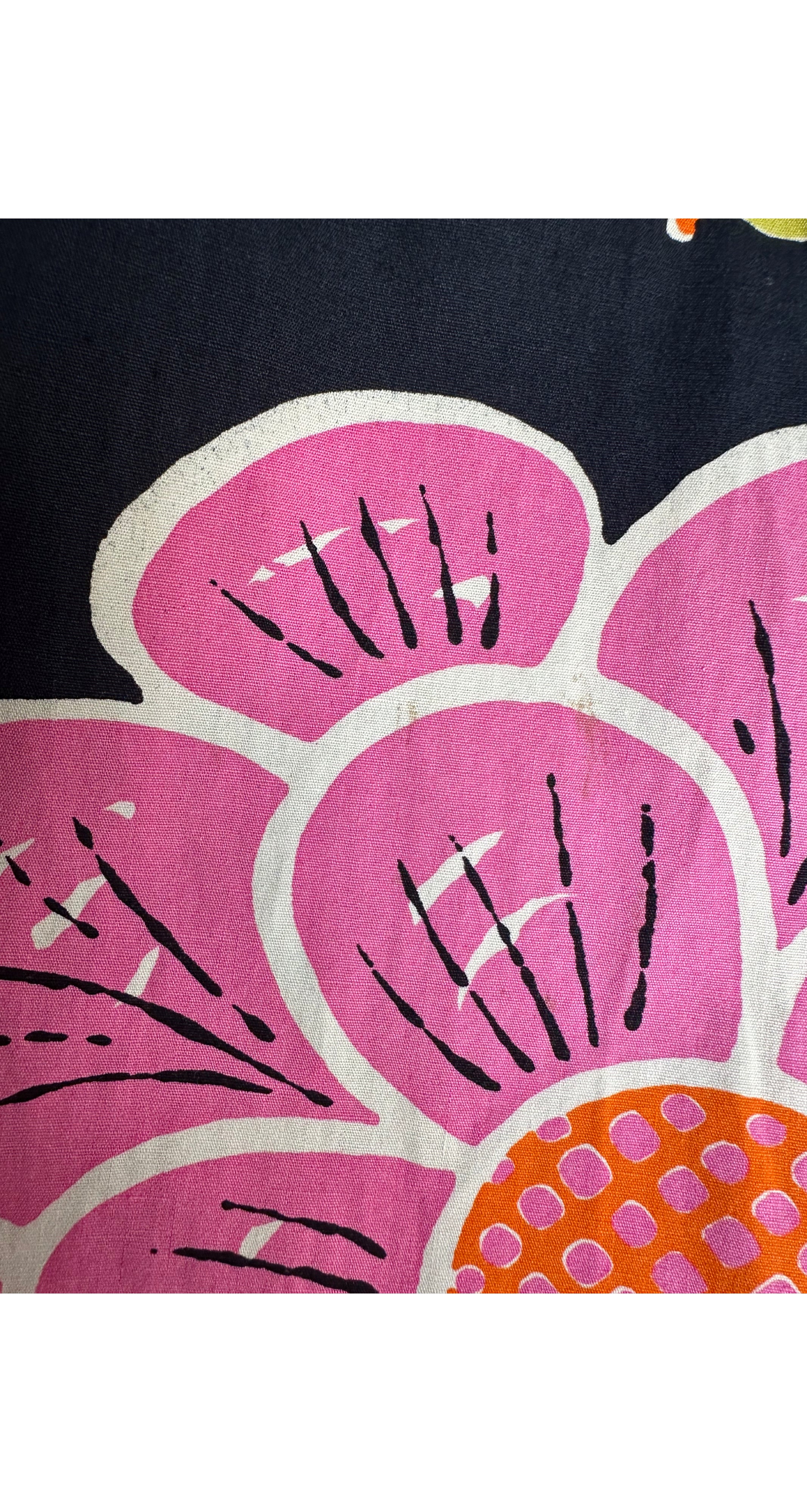 1970s Pink 3D Flower Cotton Maxi Dress & Shawl Set