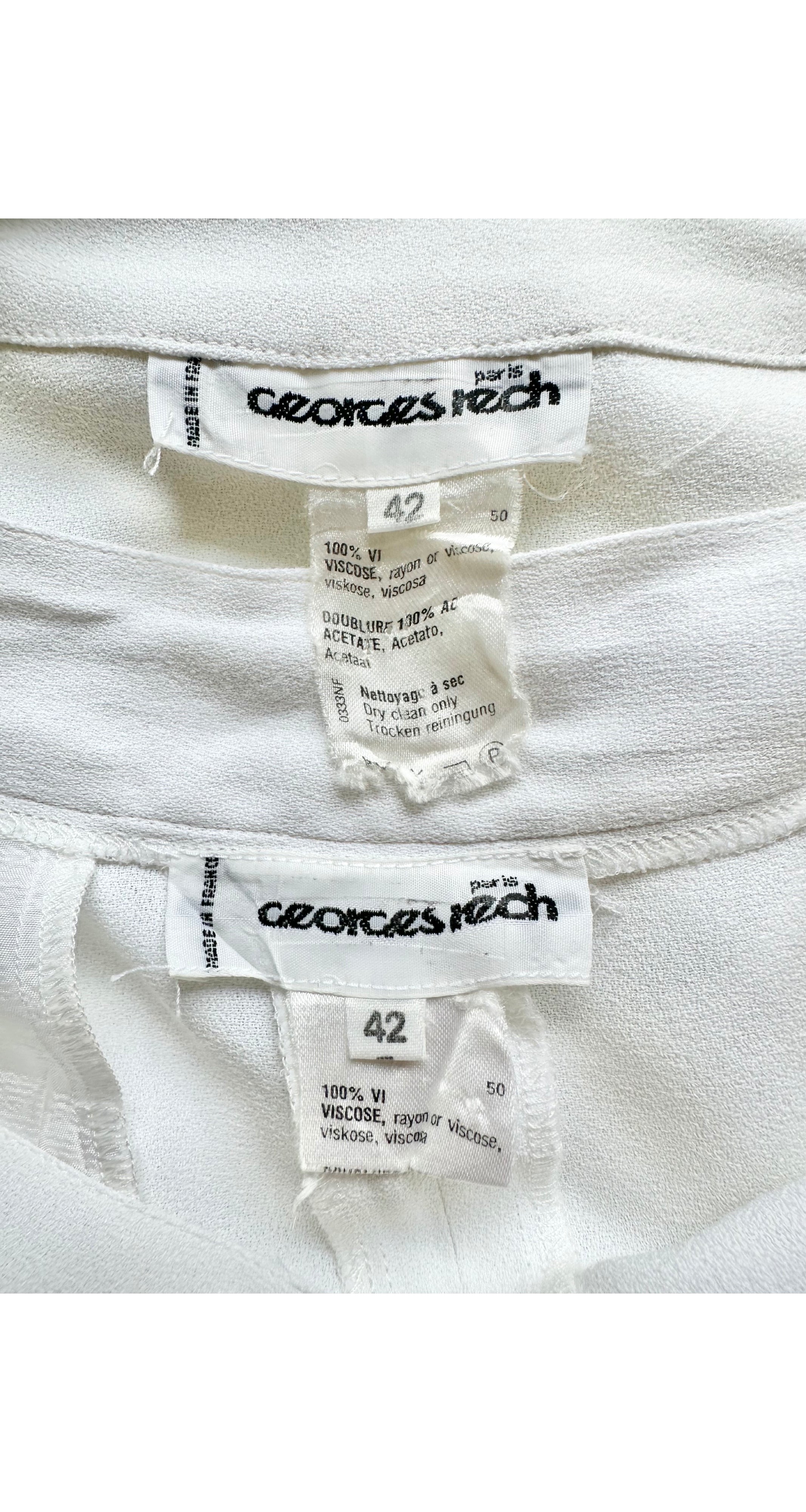 1980s White Rayon Crepe Culotte Pant Suit