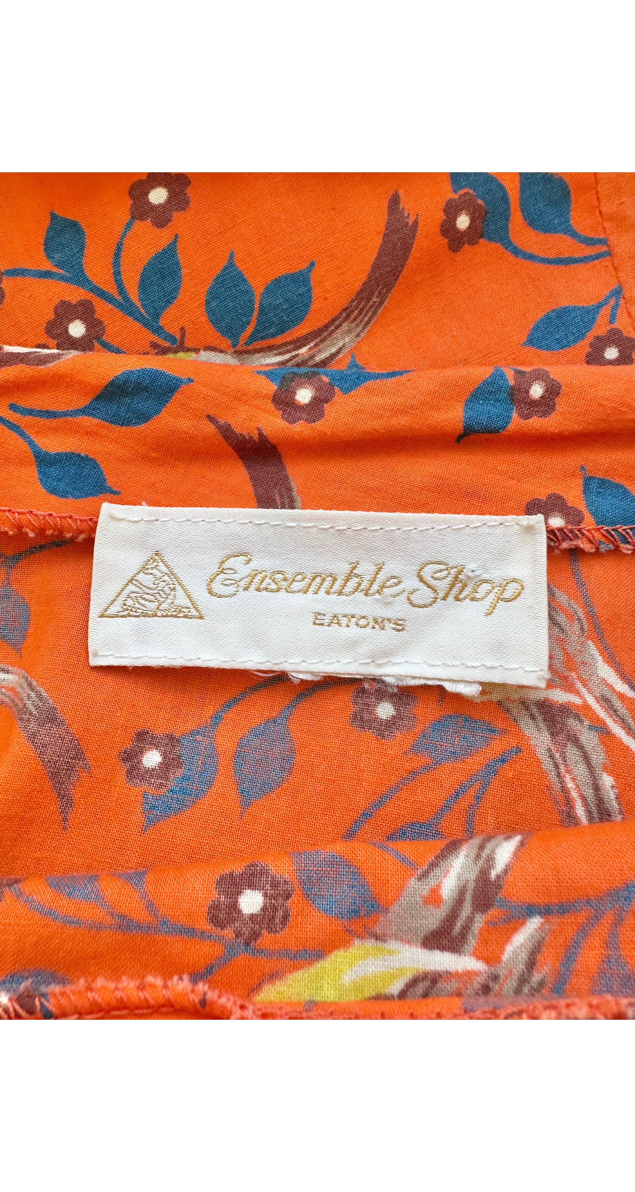 1972 Swallow Print Cotton Tiered Ruffle Maxi Skirt