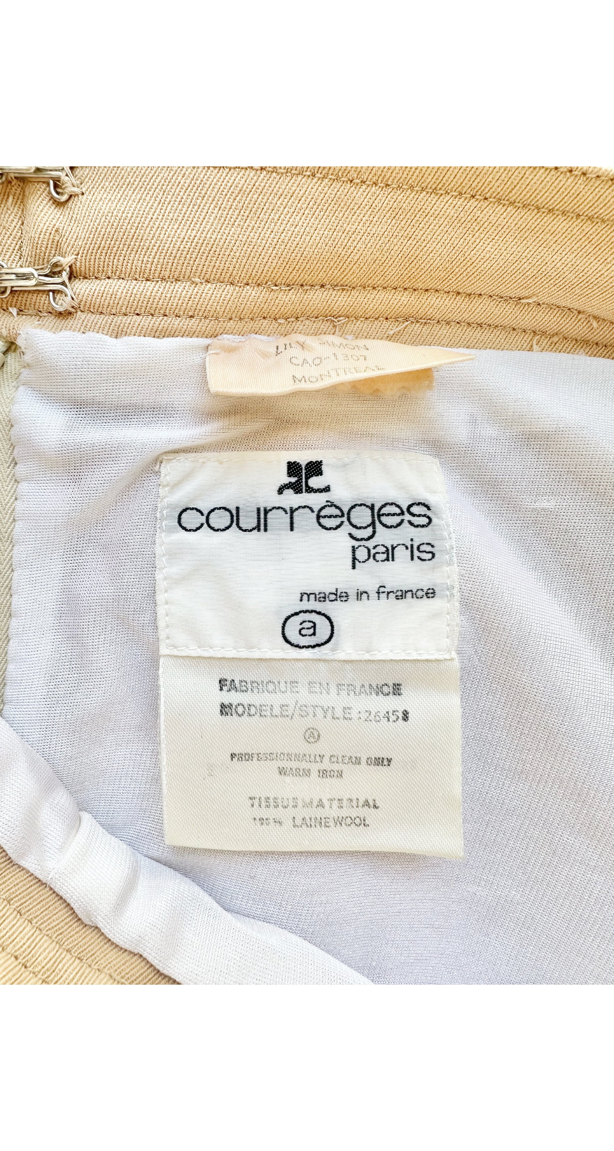 1970s Logo Tan Wool Gabardine Straight-Leg Trousers