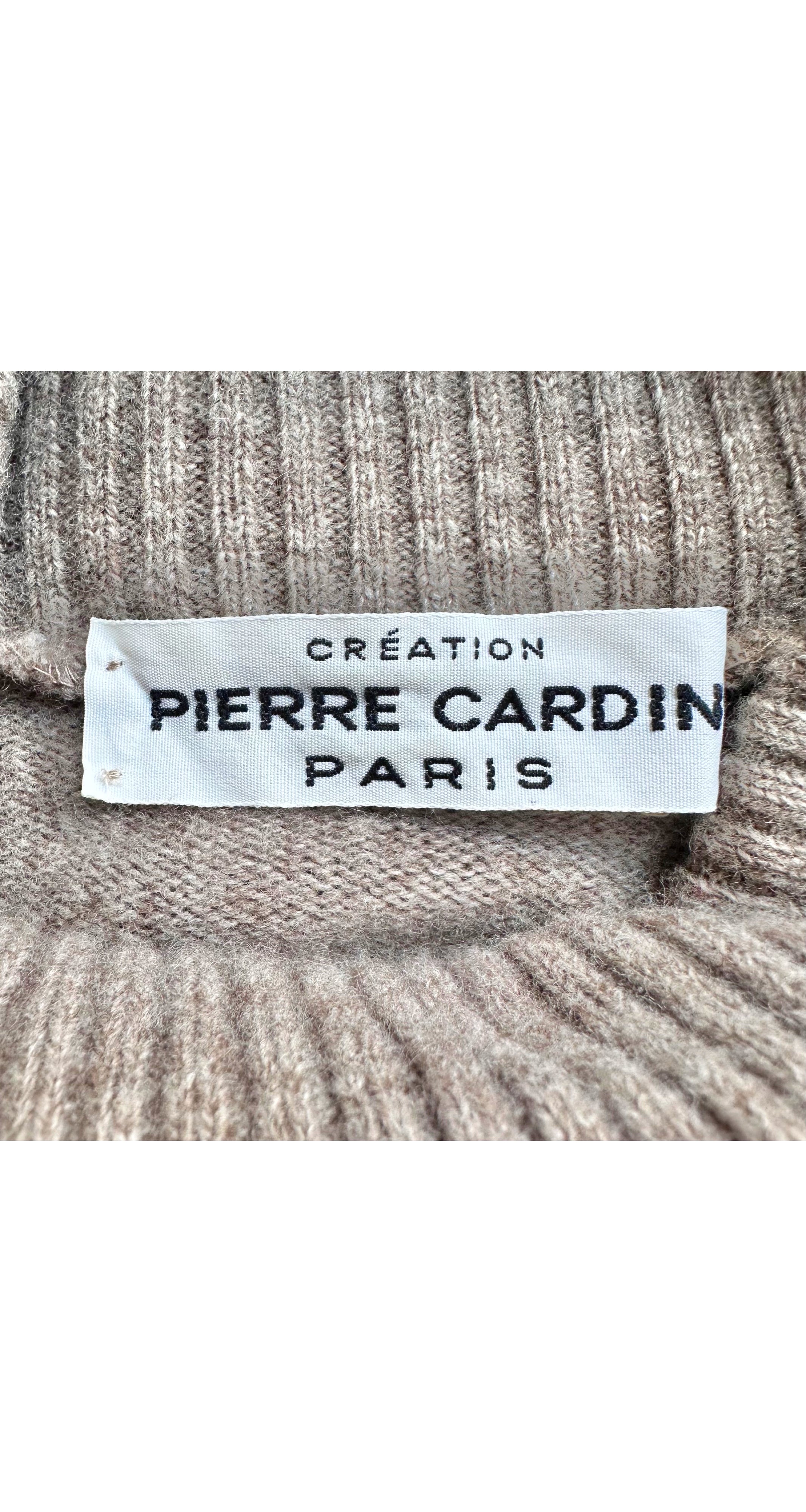 1970s Logo Taupe Mélange Wool Turtleneck Sweater