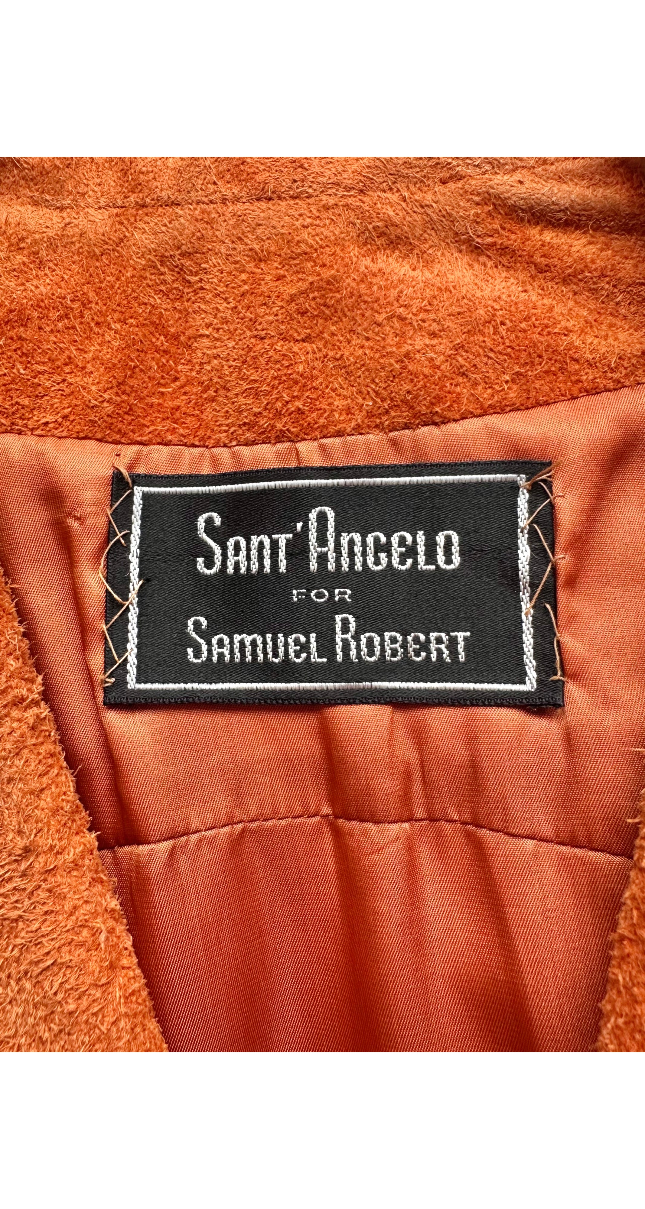 1970s Burnt Orange Suede & Leather Horn Toggle Jacket