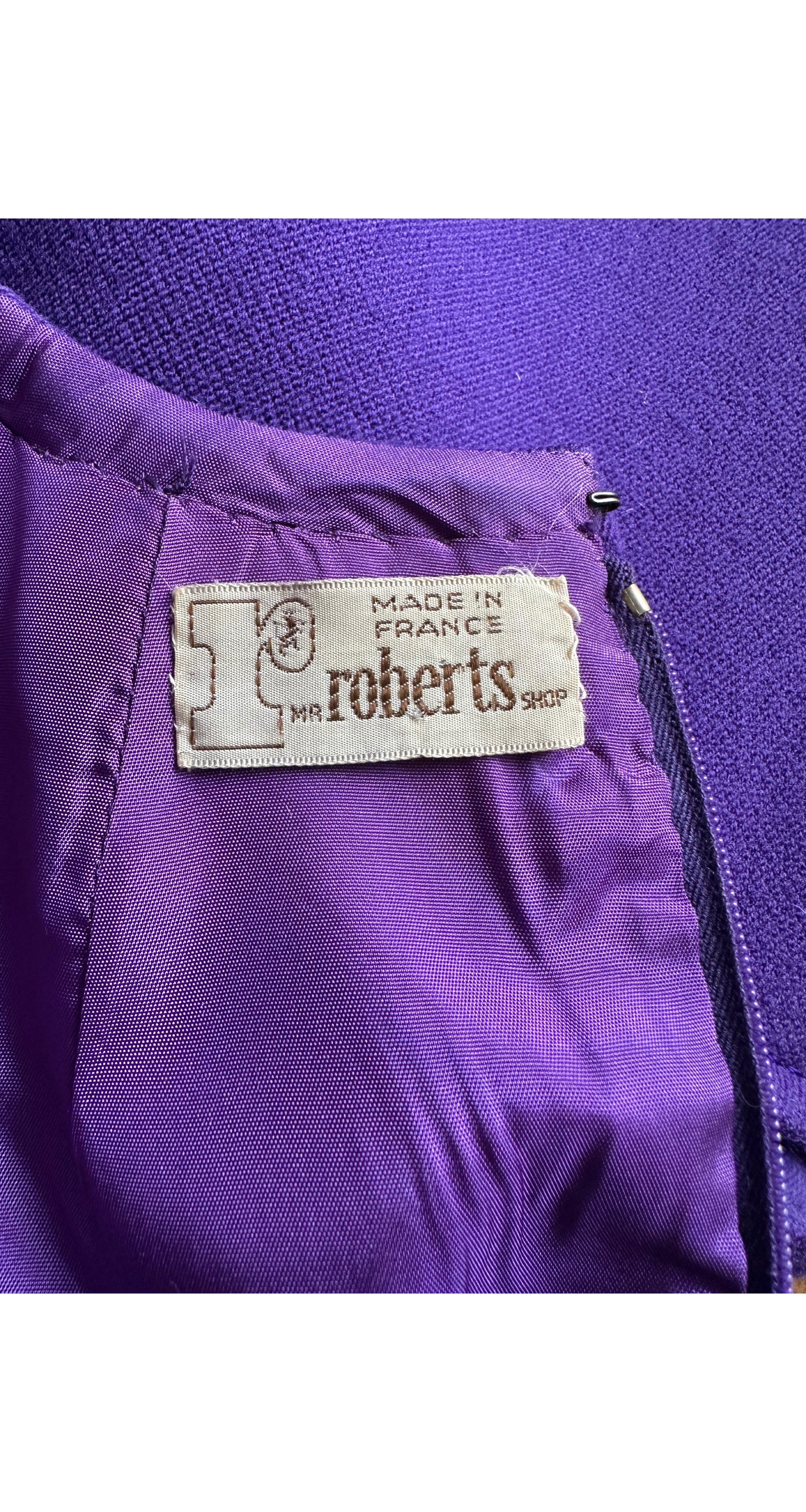 1960s Space Age Geometric Purple Wool Dress