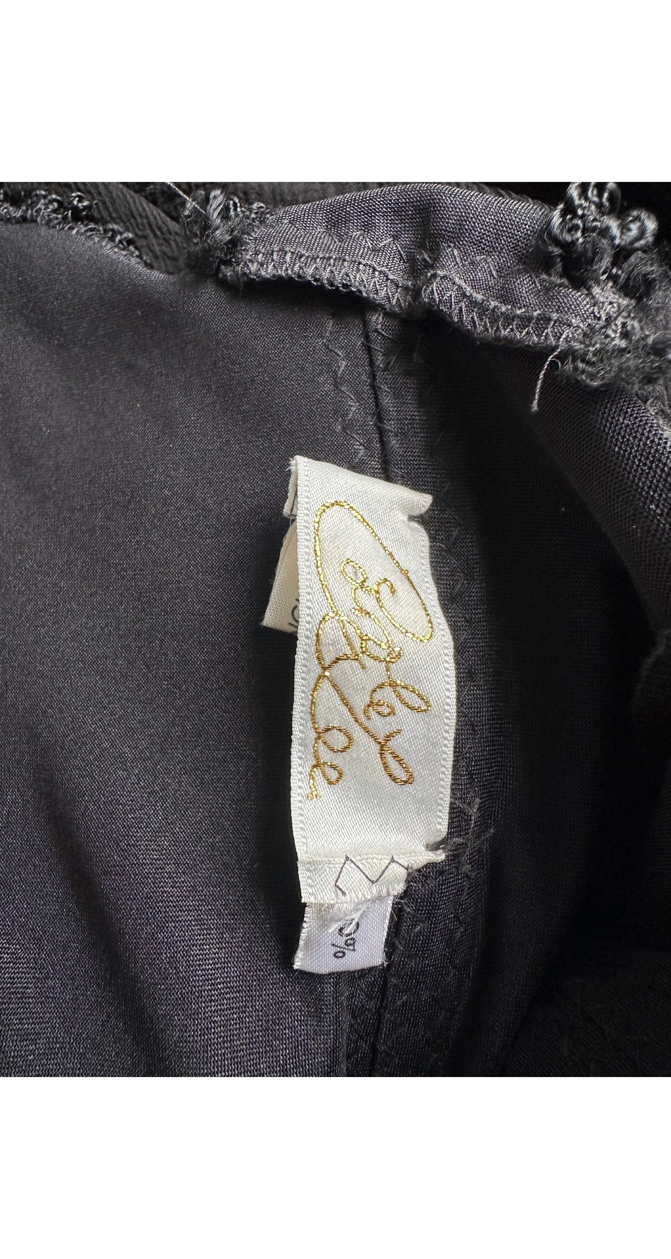 1980s Sequin Black Silk Handkerchief Hem Evening Dress