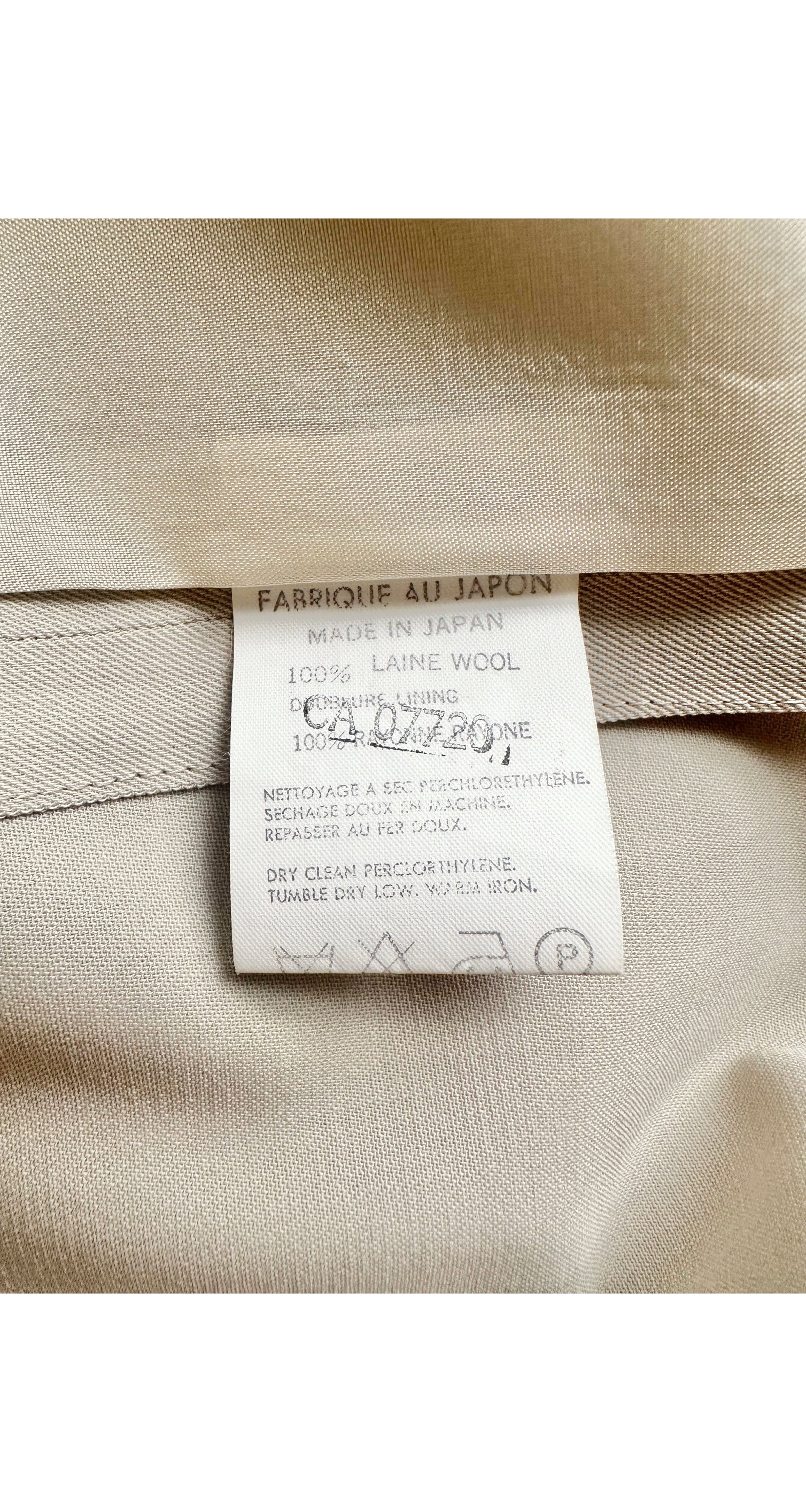 1994 S/S Beige Gabardine Asymmetrical Oversized Blazer Jacket