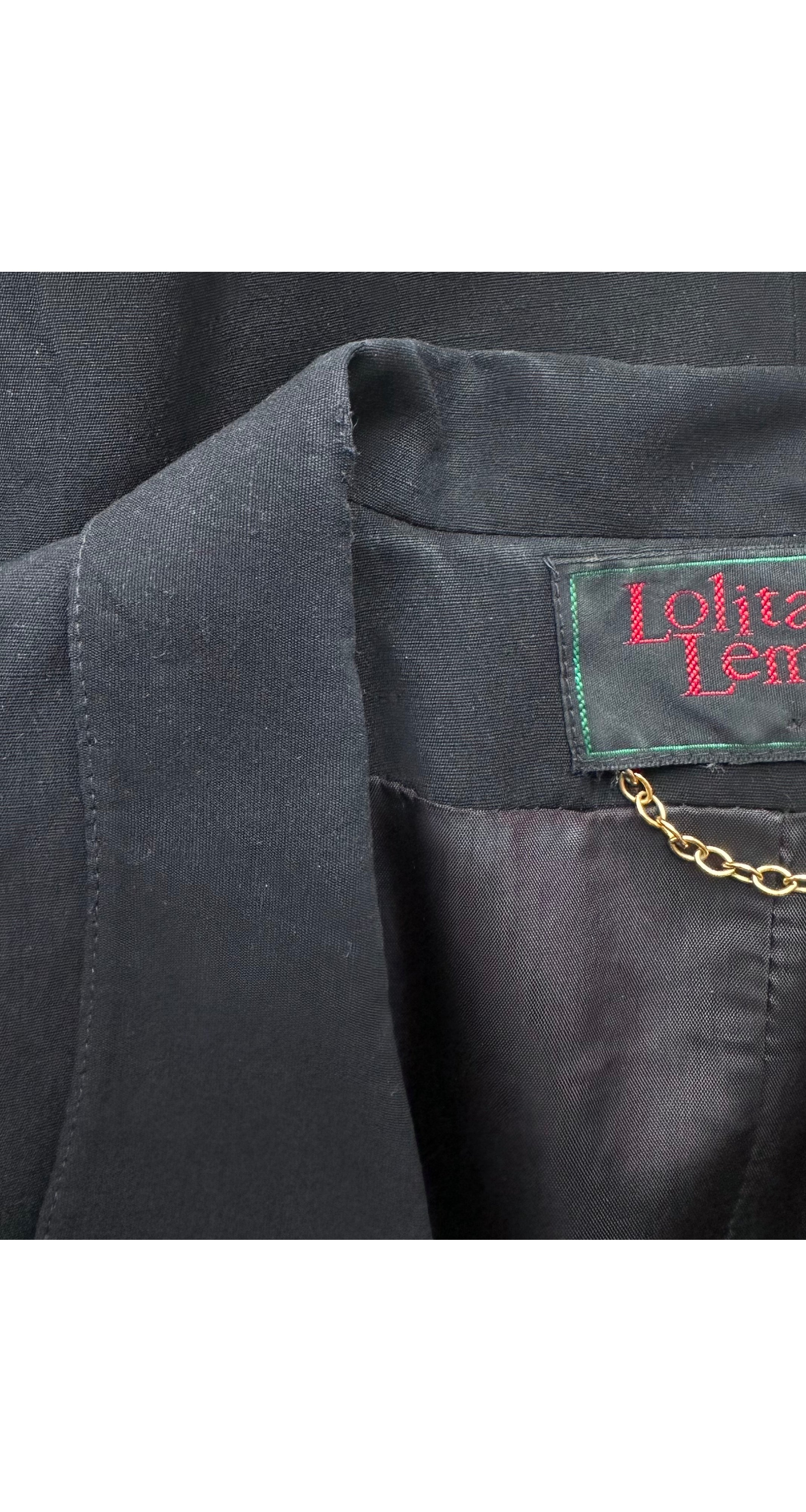 1993 S/S Black Linen Raffia Side Panel Blazer Jacket