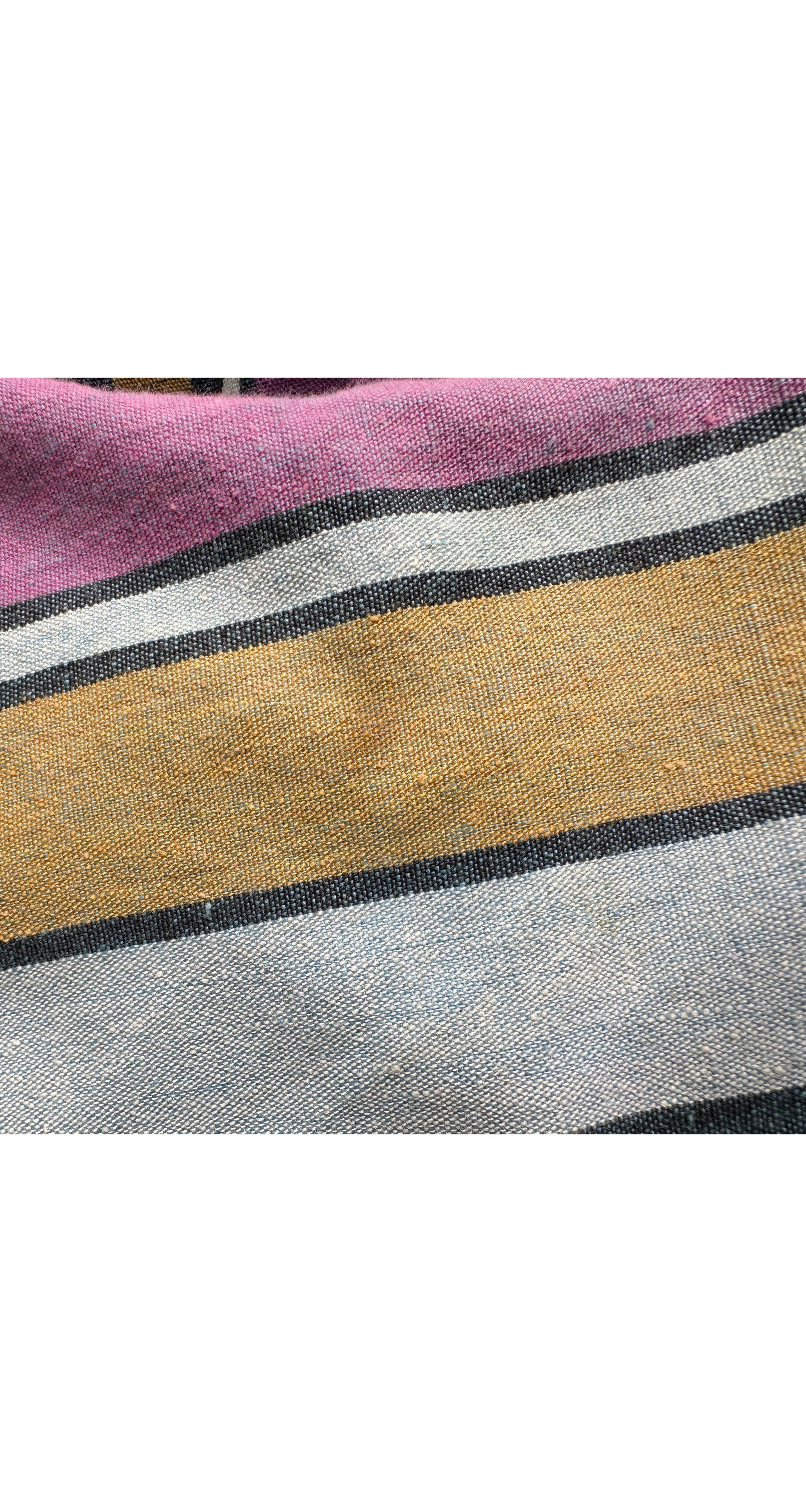 1970s Striped Cotton Ribbon Tassel Caftan Dress