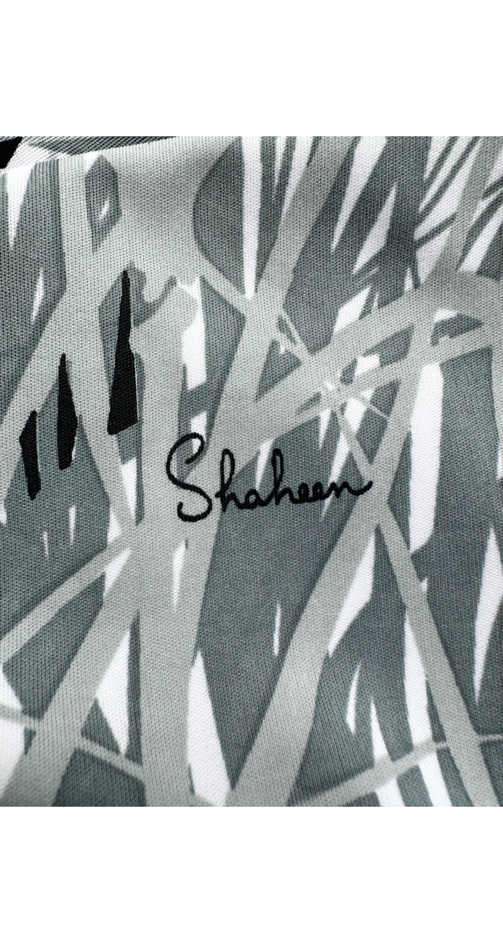 1970s Zebra Print White Jersey Toga Maxi Dress