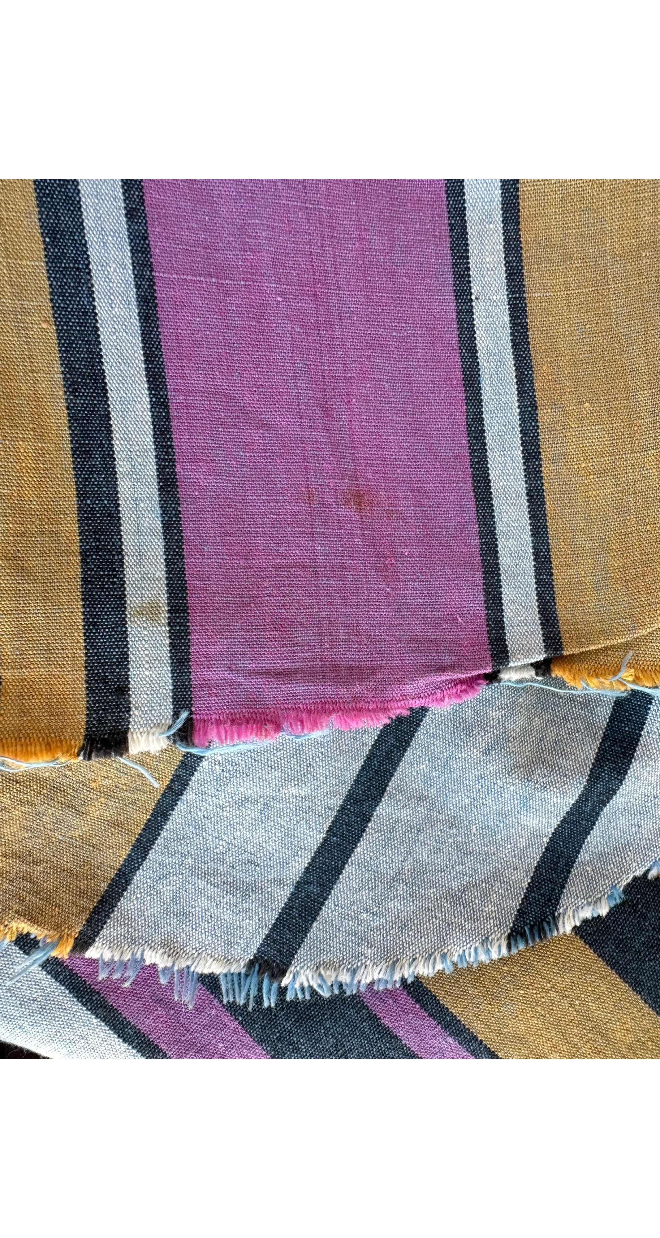 1970s Striped Cotton Ribbon Tassel Caftan Dress