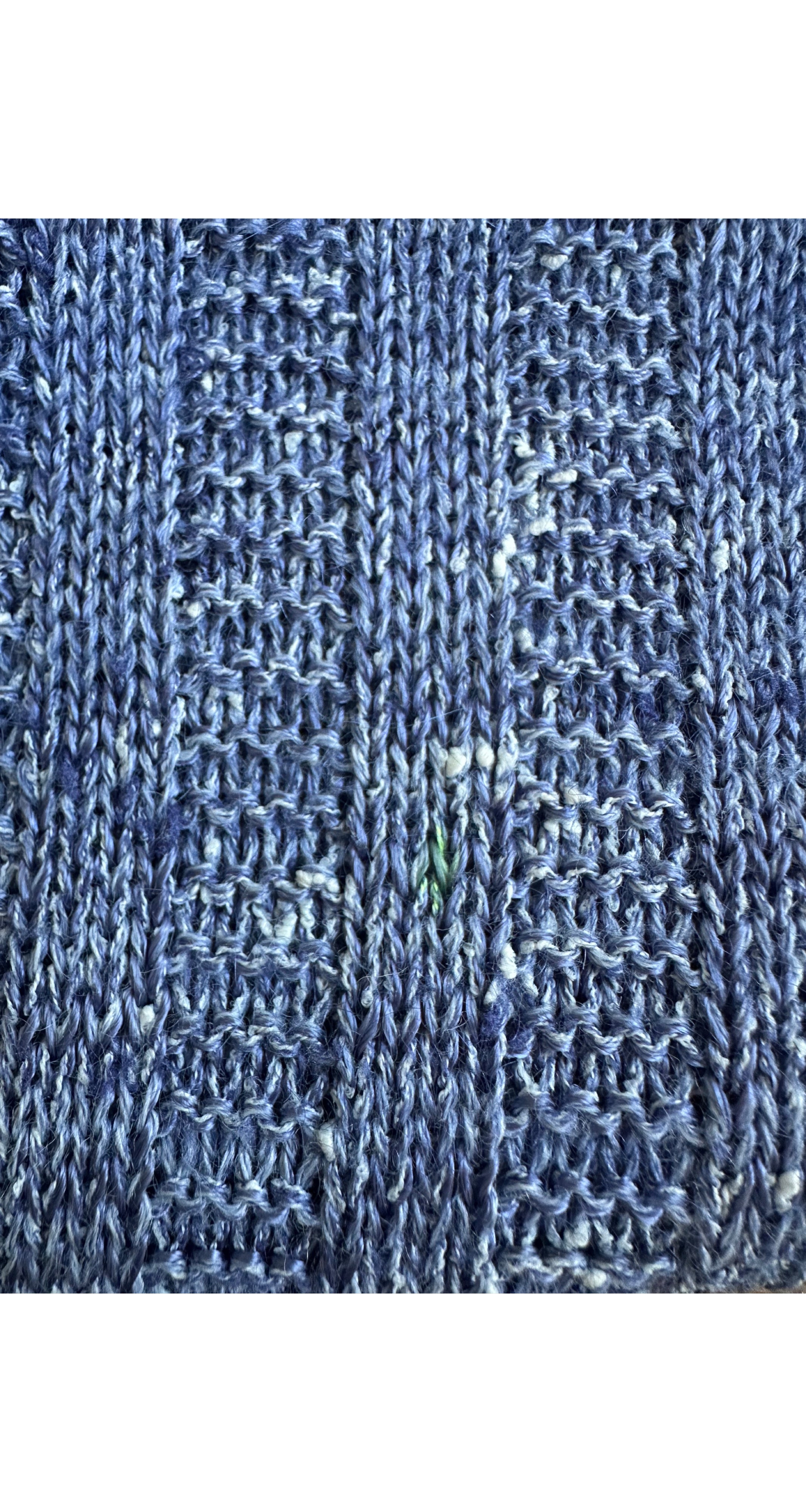 1970s Logo Blue Marled Wool Drawstring Sweater