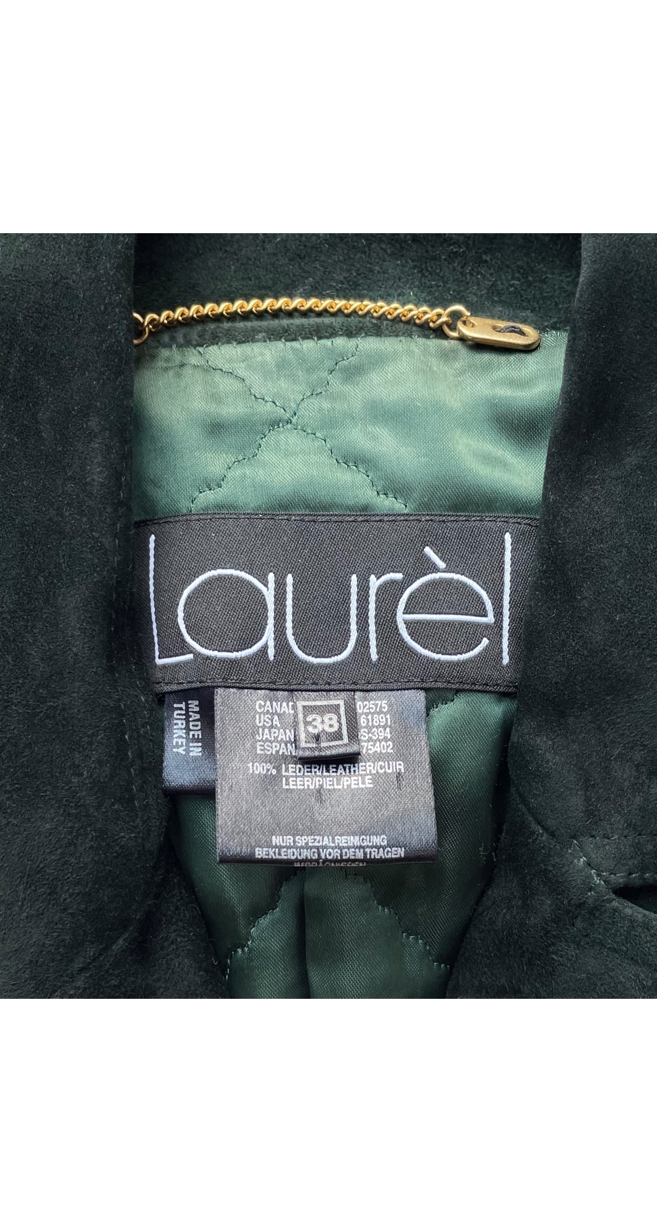 1980s Dark Green Suede Belted Double-Breasted Coat