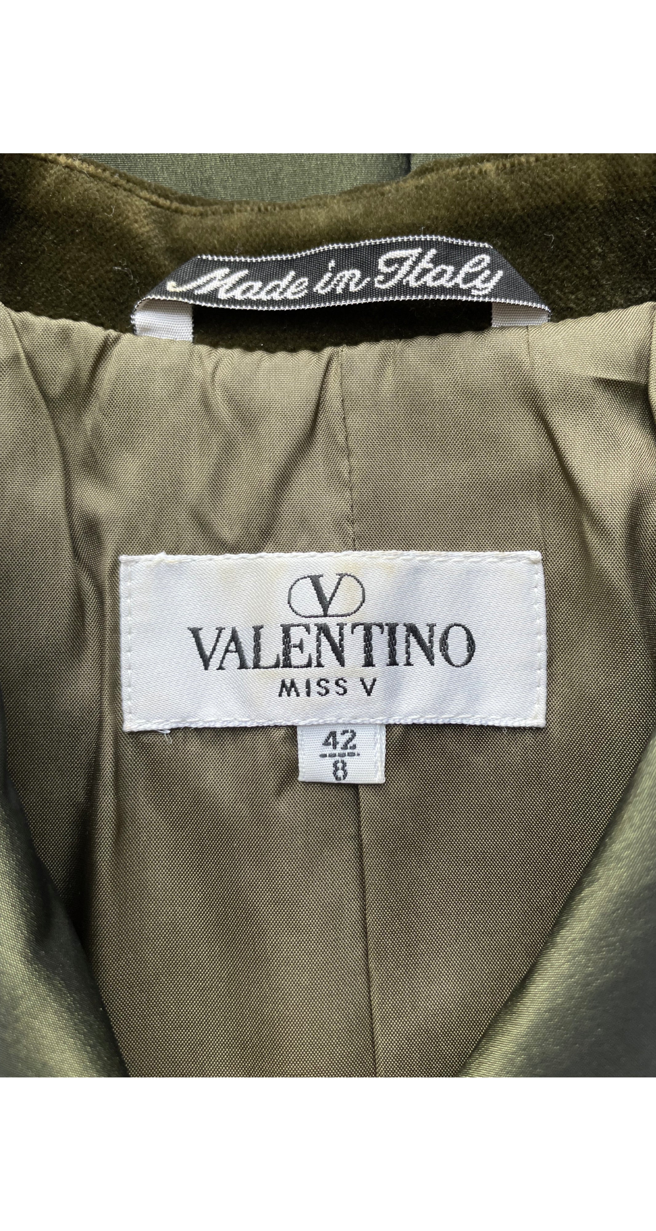 1990s Green Silk Taffeta Velvet Trim Double-Breasted Blazer