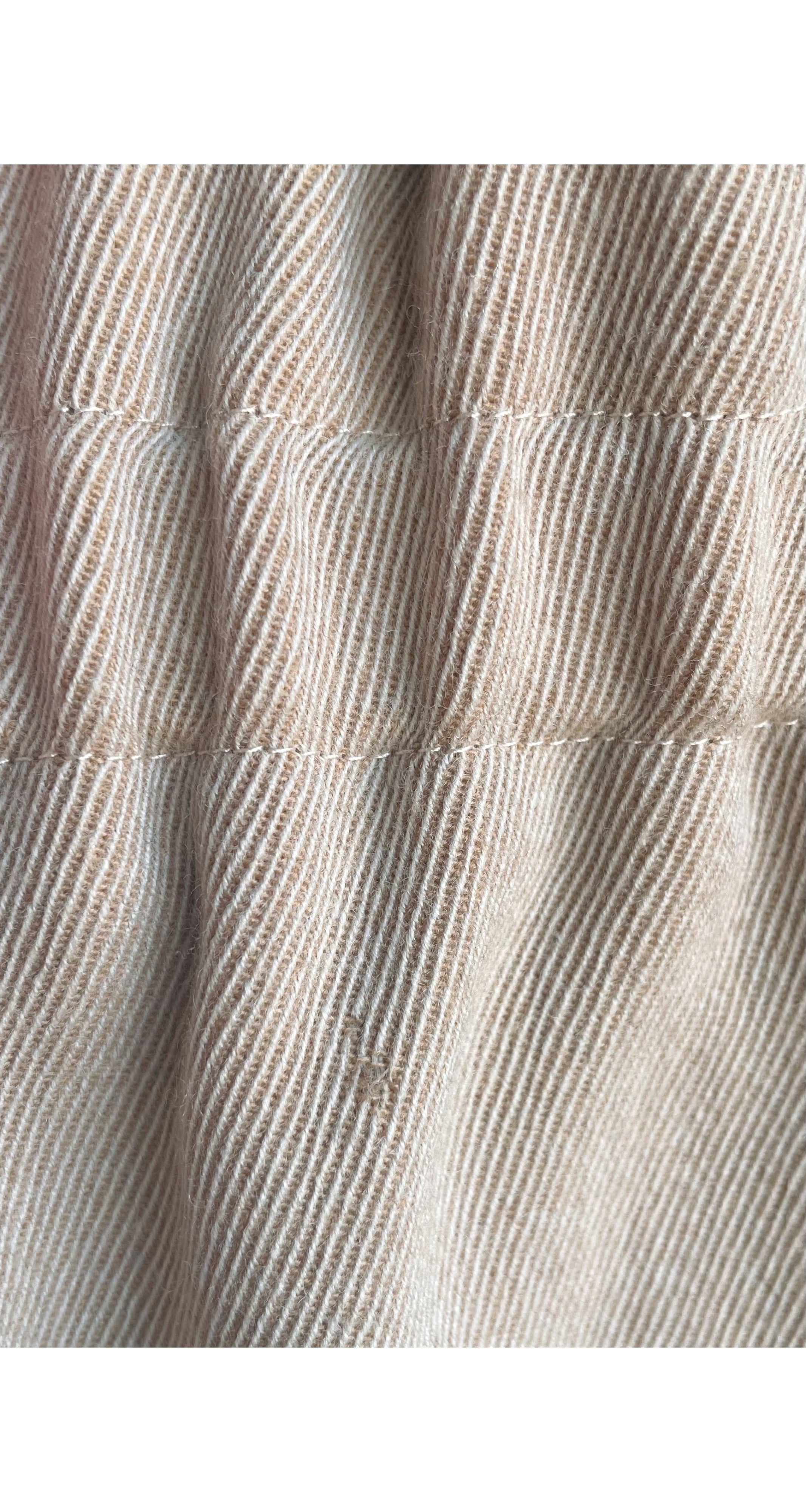 1990s Beige Wool Gabardine Faux Fur Trim Coat