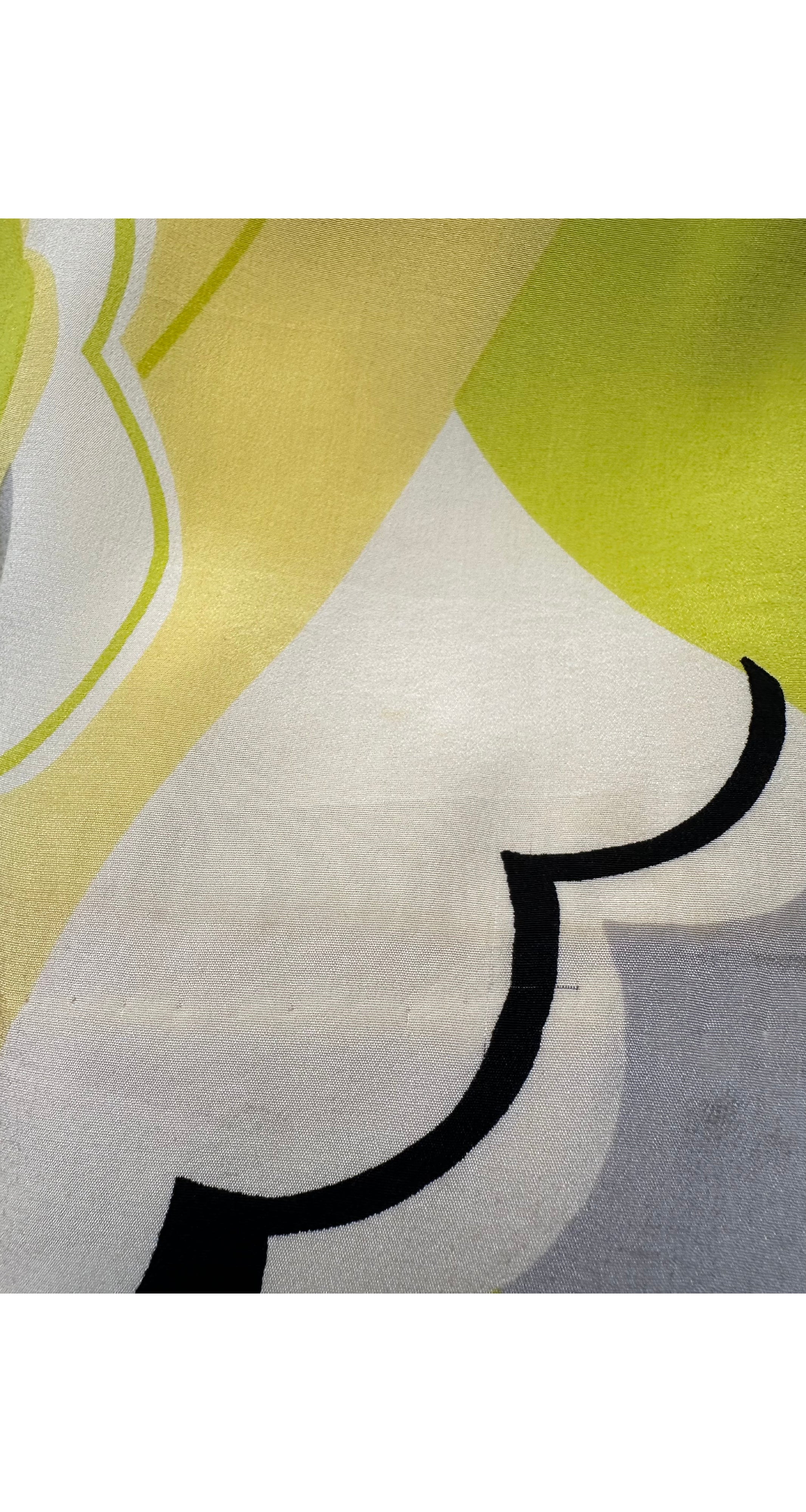 1960s Art Deco Floral Print Silk Shift Dress