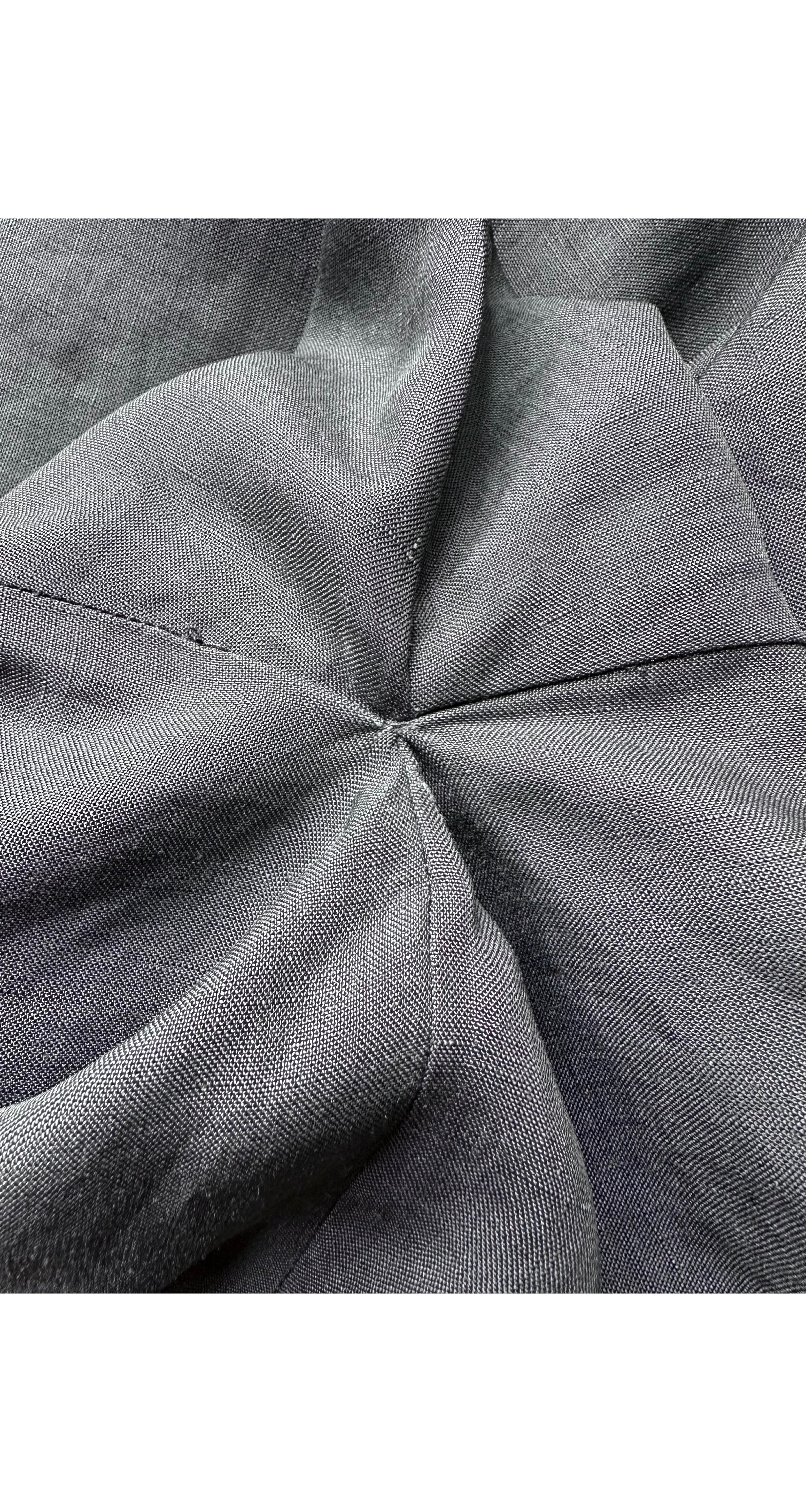 1987 S/S Black Linen Long Sleeve Trapeze Tunic