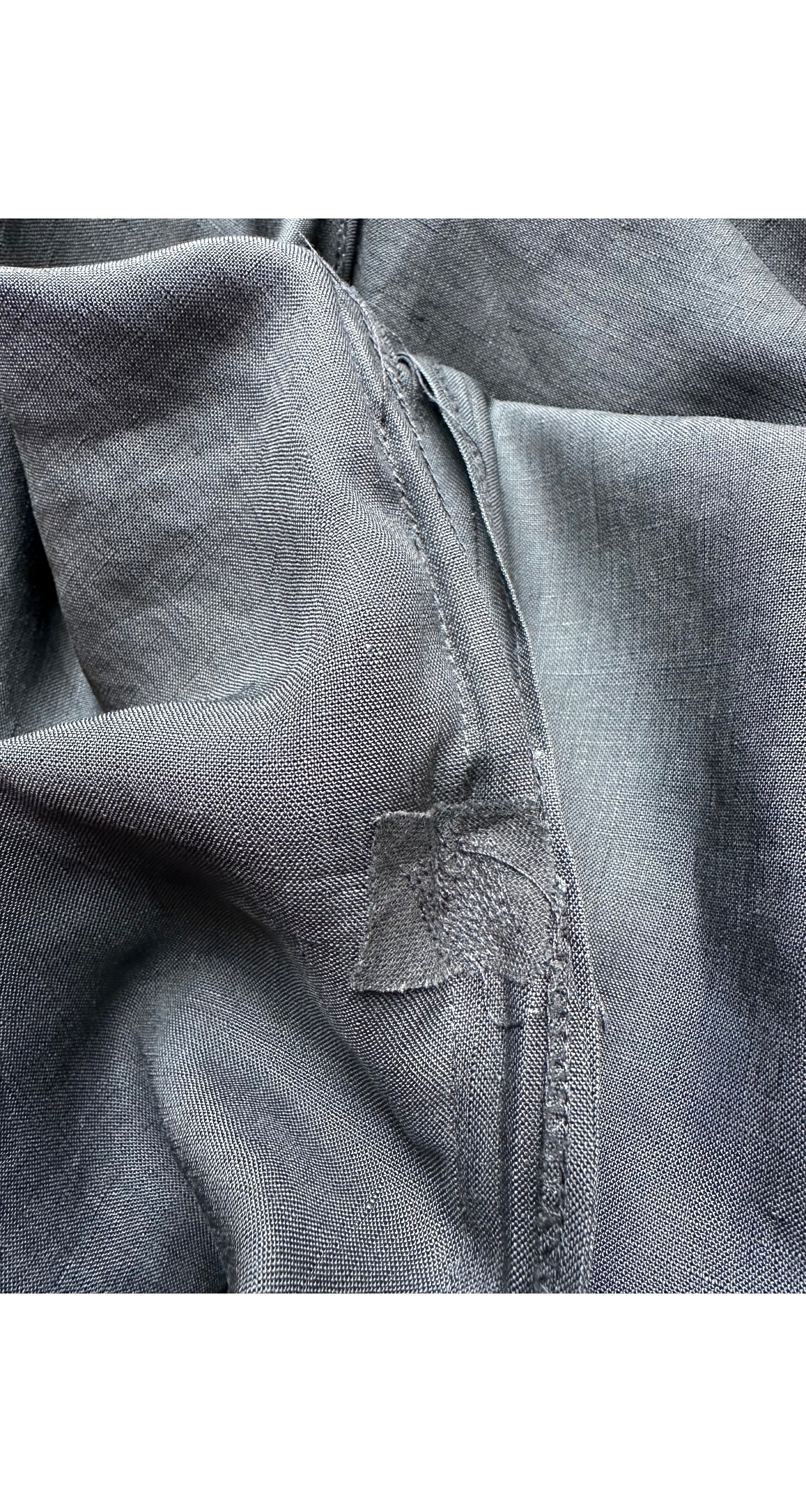 1987 S/S Black Linen Long Sleeve Trapeze Tunic