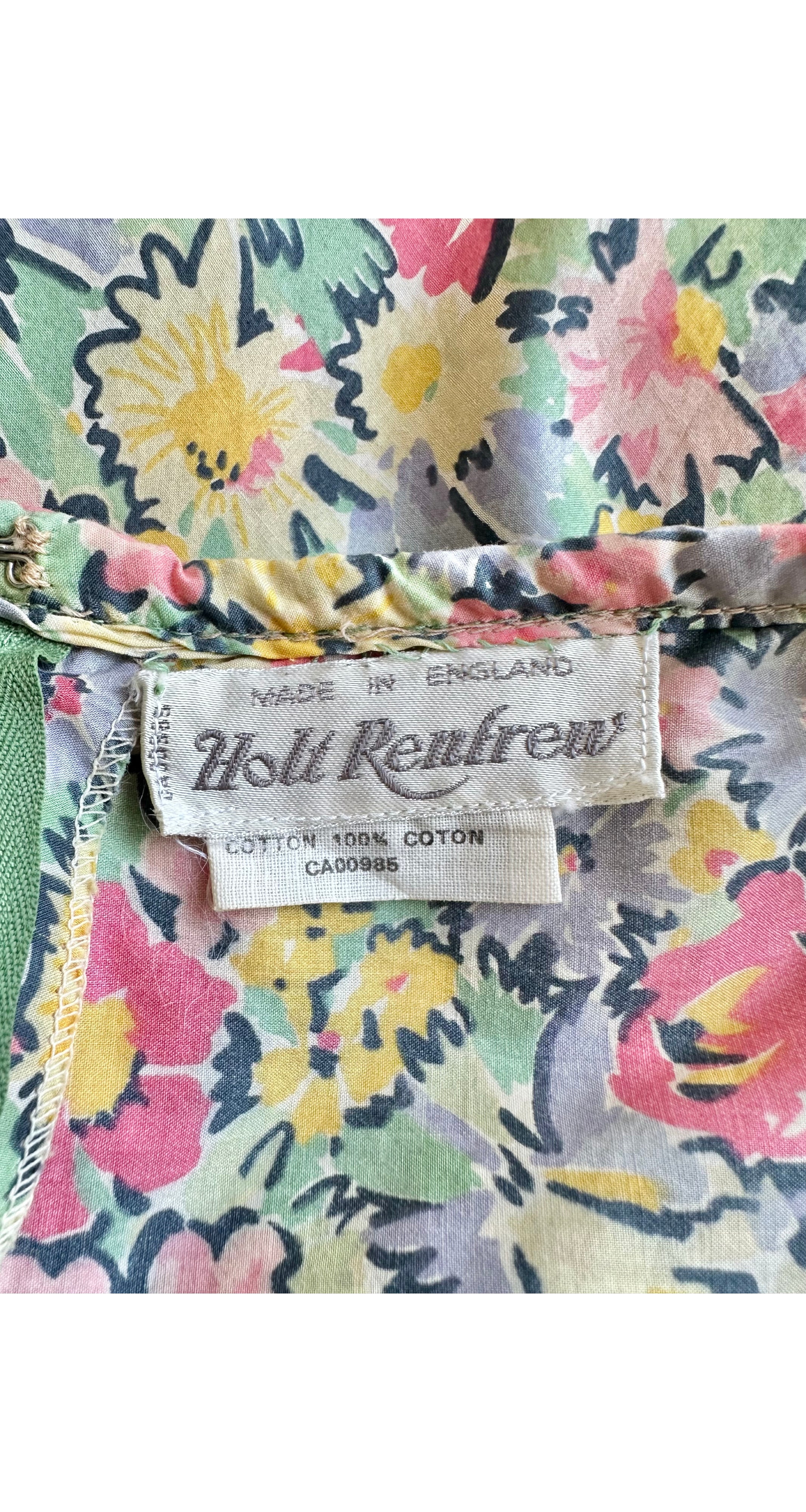 1970s Liberty Floral Cotton Ruffle Halter Maxi Dress