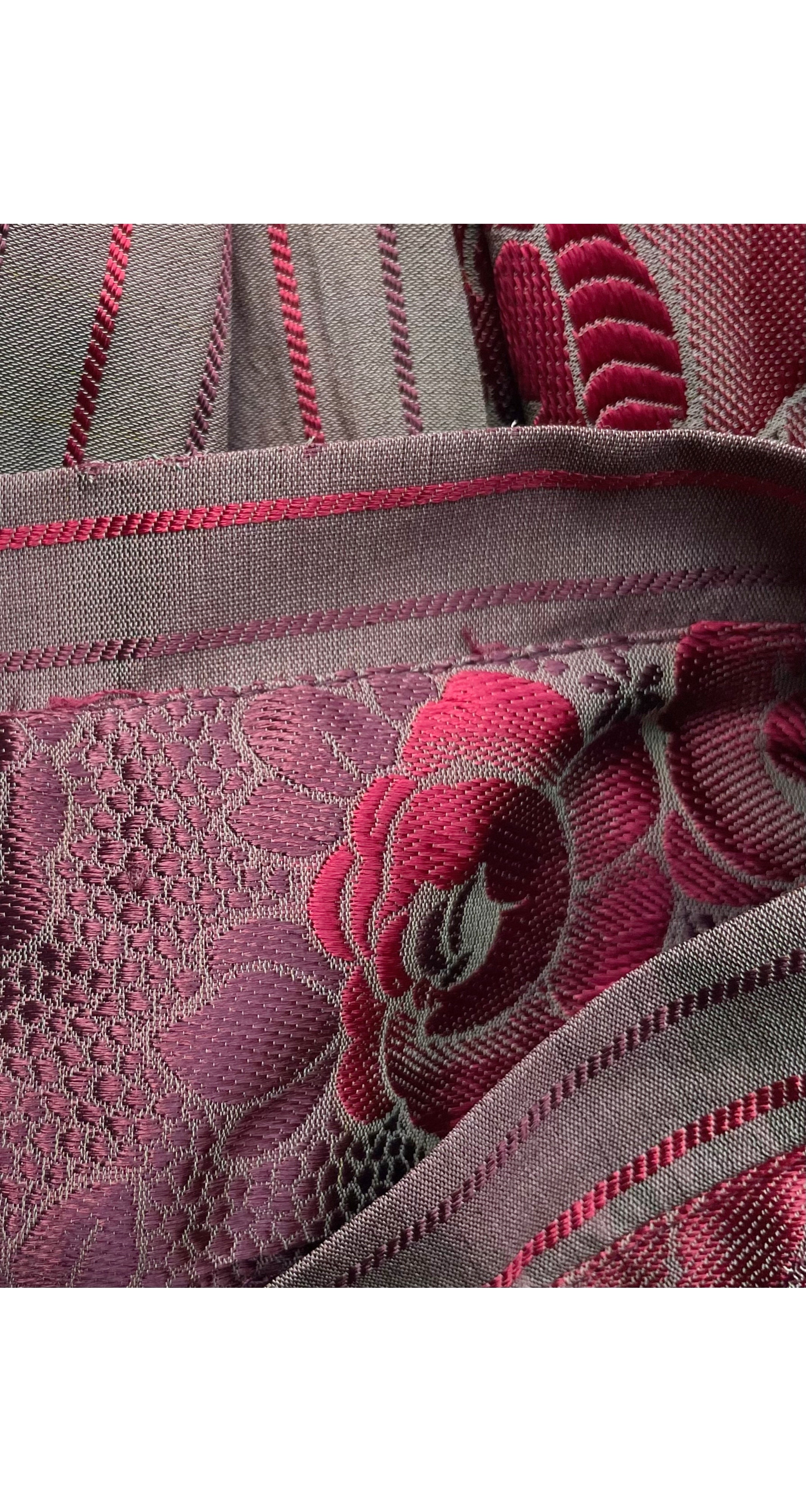 1982 S/S Floral Burgundy Silk Jacquard Skirt