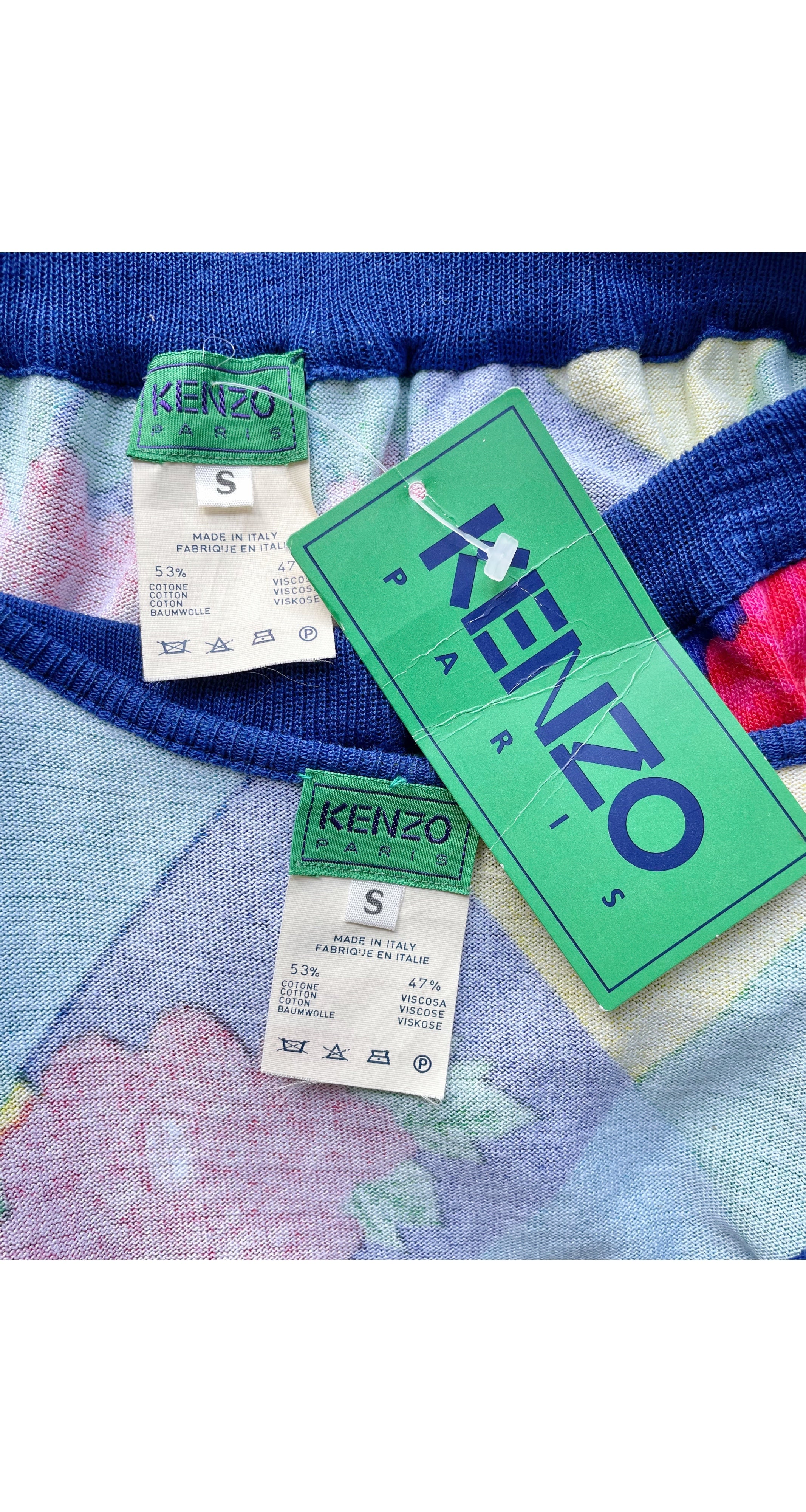 1986 S/S NWT Floral Harlequin Knit Crop Top & Pants Set