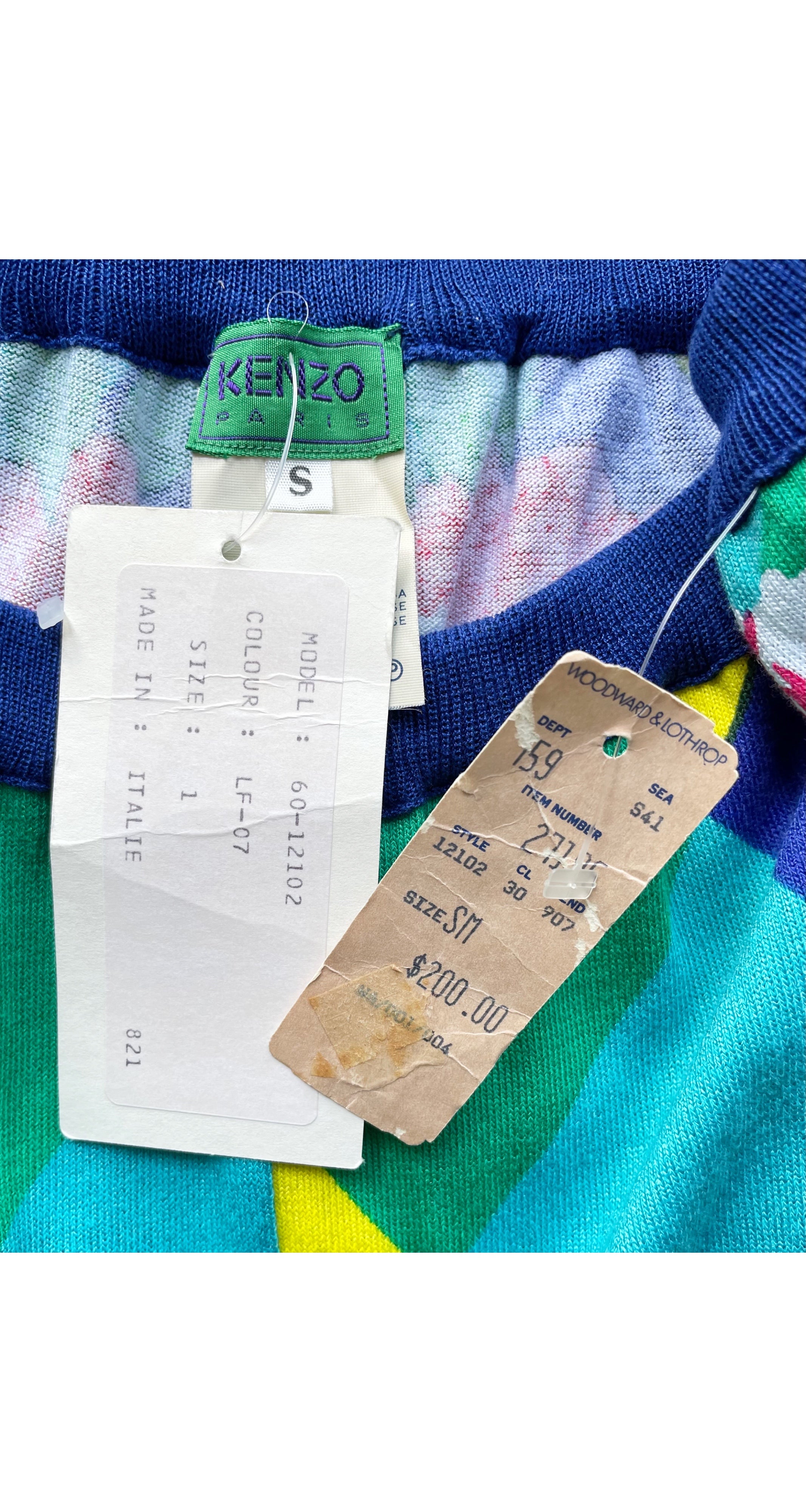 1986 S/S NWT Floral Harlequin Knit Crop Top & Pants Set