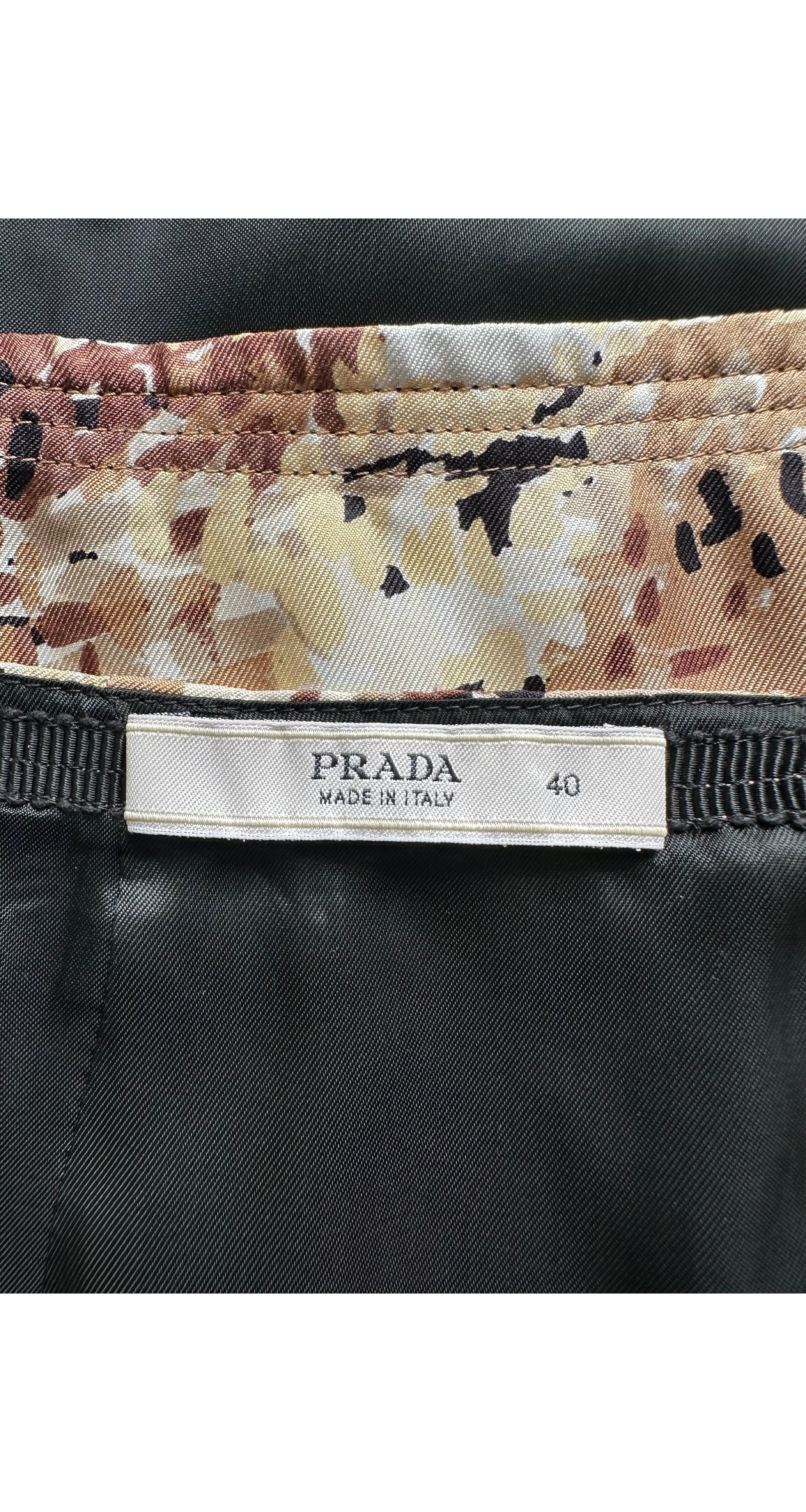 2000s Abstract Print Silk Twill Pencil Skirt