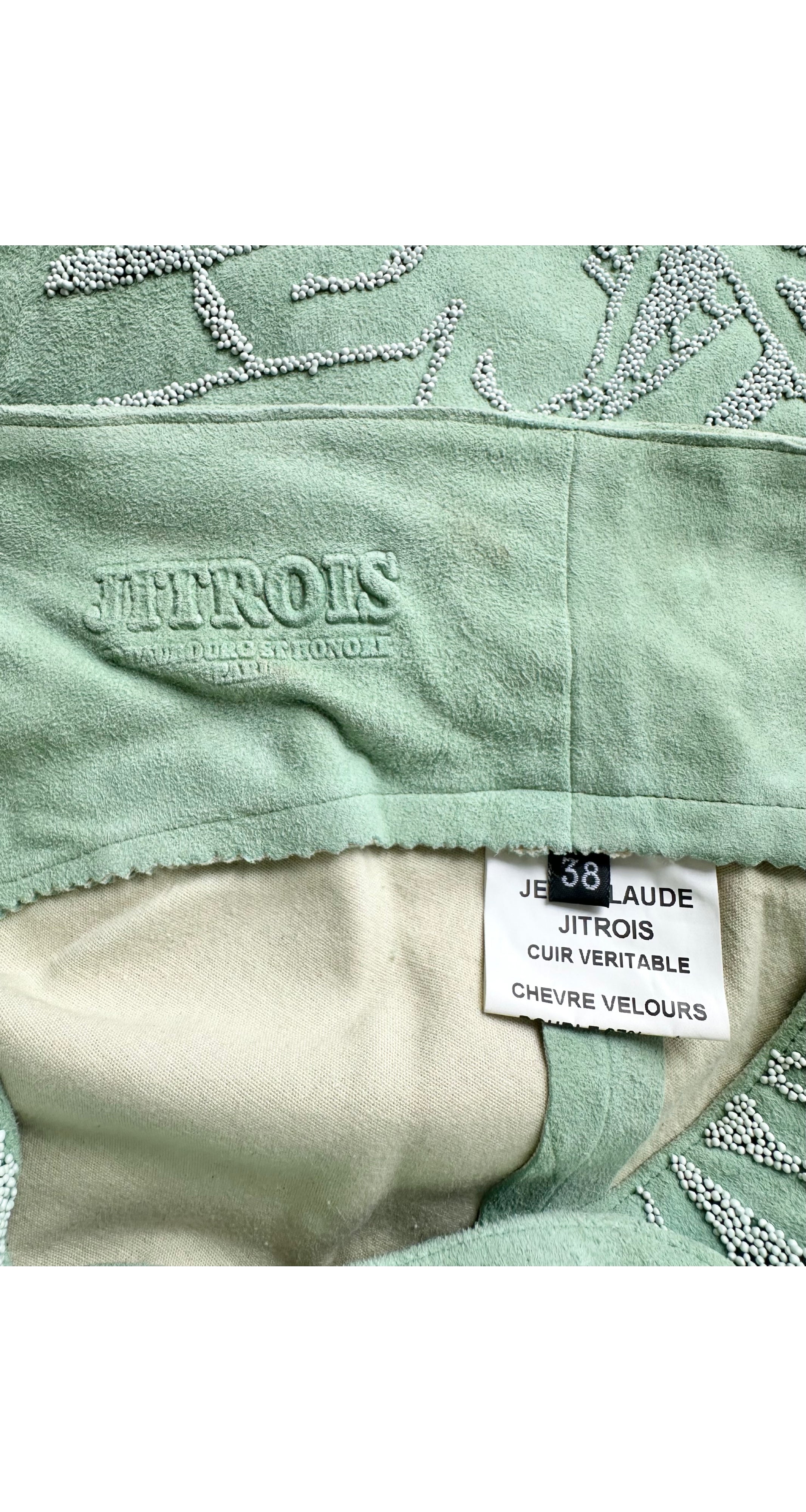 2000 S/S Beaded Seafoam Green Suede Pants